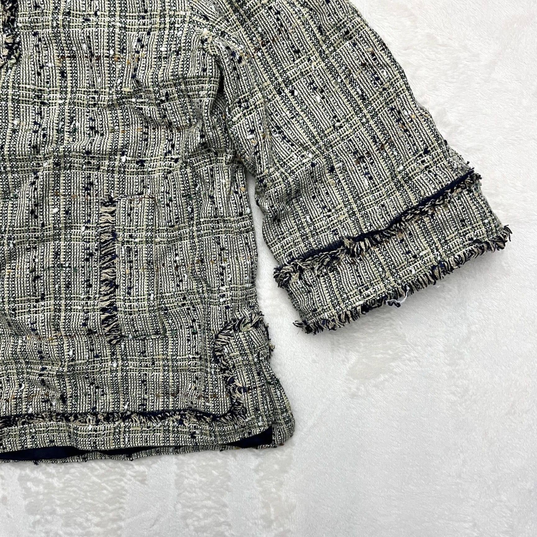 Brooks Brothers Brooks Brothers Jacket Top Blazer Womens 2 Green Tweed Boucle Fringe Lined Plaid Size XS / US 0-2 / IT 36-38 - 4 Thumbnail