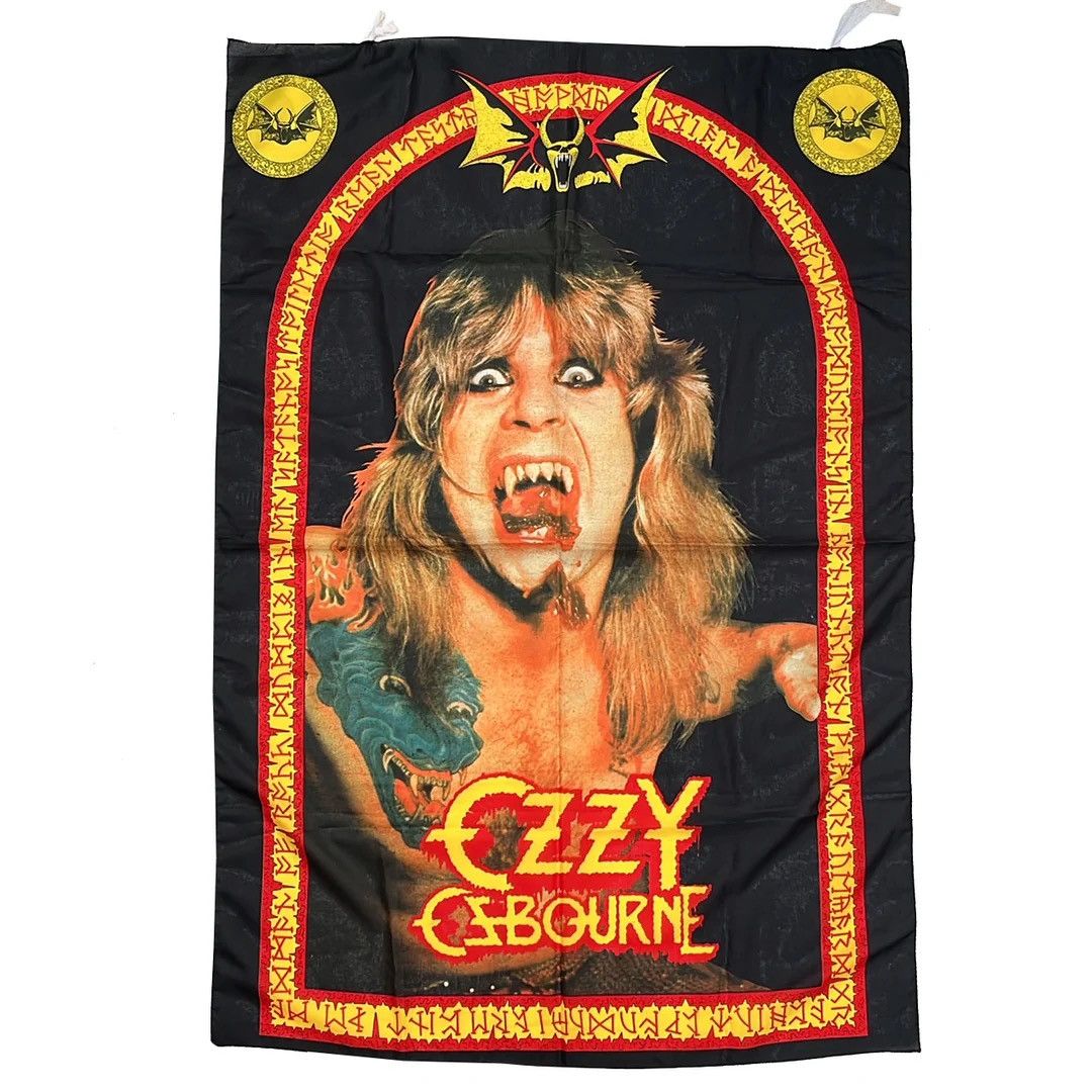 Band Tees Ozzy Osbourne 1980 80s Vintage OG Band Concert Wall Flag Size ONE SIZE - 1 Thumbnail