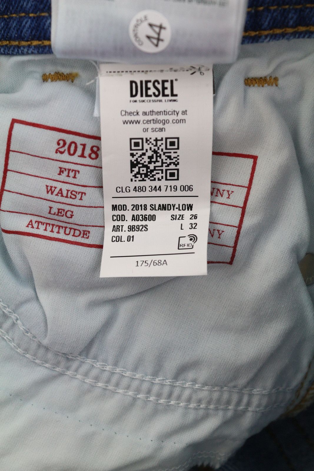 Diesel 2018 SLANDYLOW 9B92S W26/L32 Super Skinny Low Waist 40684 Size 26" / US 2 / IT 38 - 11 Thumbnail