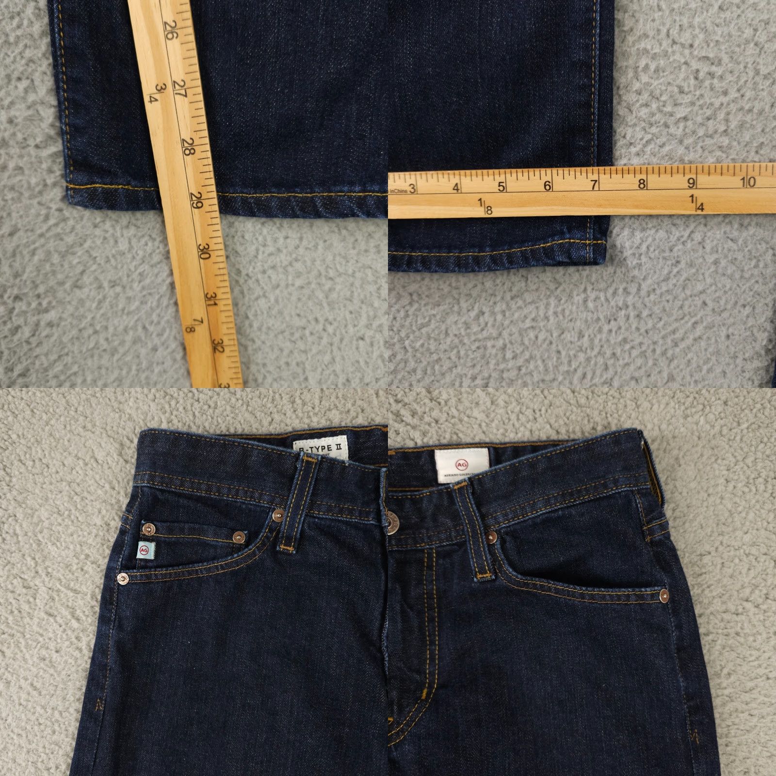 Denime AG Adriano Goldschmied Jeans Mens 28x29 Blue B Type II Straight Denim Dark Wash Jeans mens 28x29 Blue B Type II Straight Denim Dark Wash Size US 28 / EU 44 - 8 Thumbnail