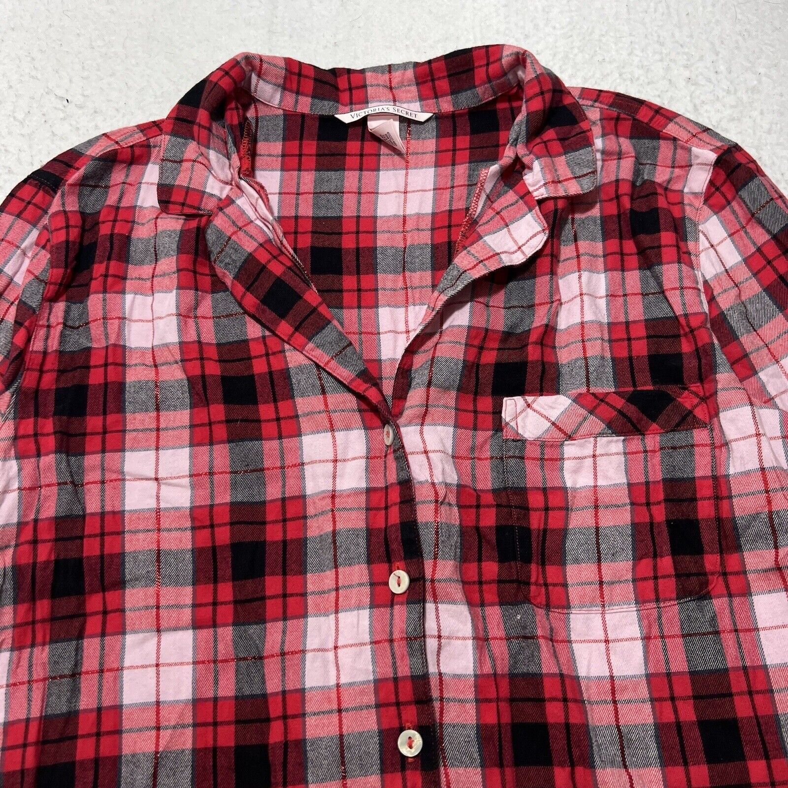 Victoria's Secret Victoria's Secret Medium Red Plaid Button Up Sleepwear Shirt Size M / US 6-8 / IT 42-44 - 2 Thumbnail
