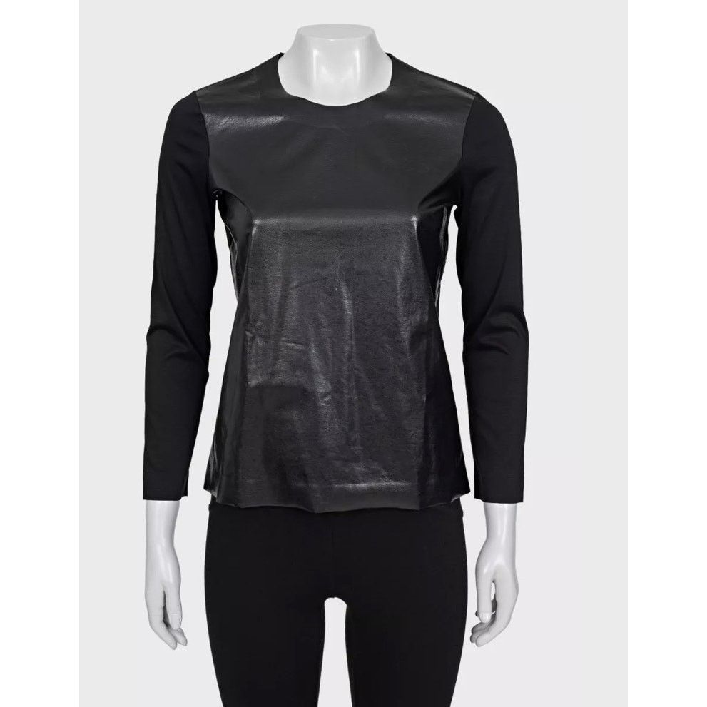 Celine Celine Straight Longsleeve Top with Eco-Leather Detail, S Size S / US 4 / IT 40 - 1 Thumbnail