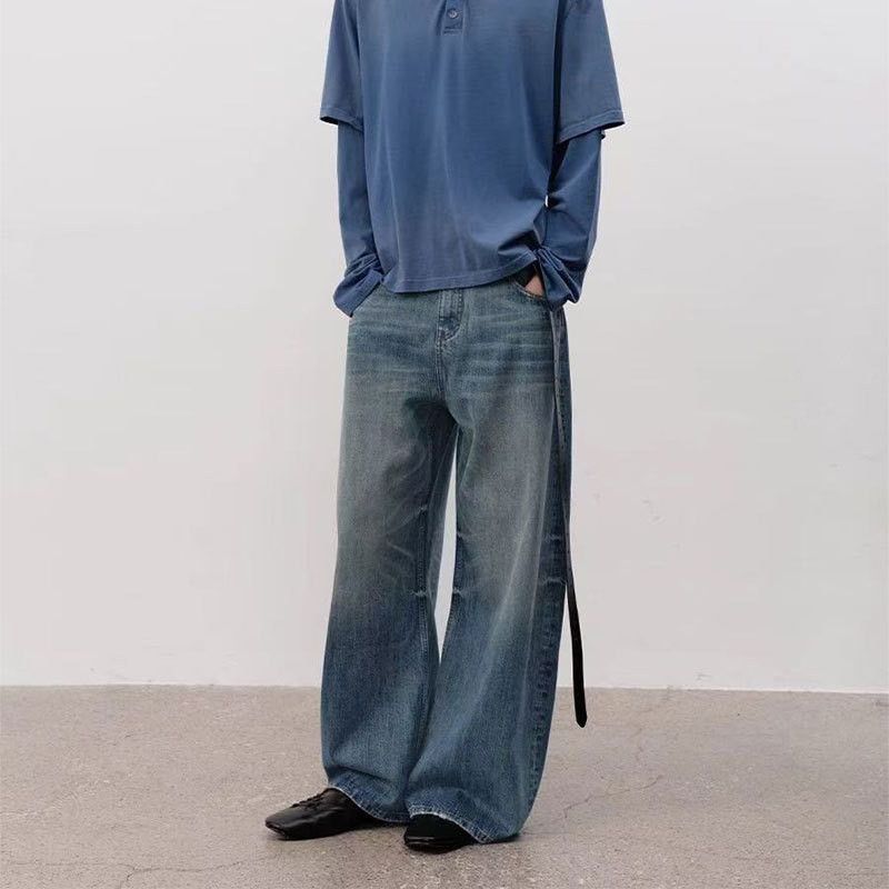 Jean Vintage distressed men's loose straight-leg scimitar jeans Size US 32 / EU 48 - 3 Thumbnail