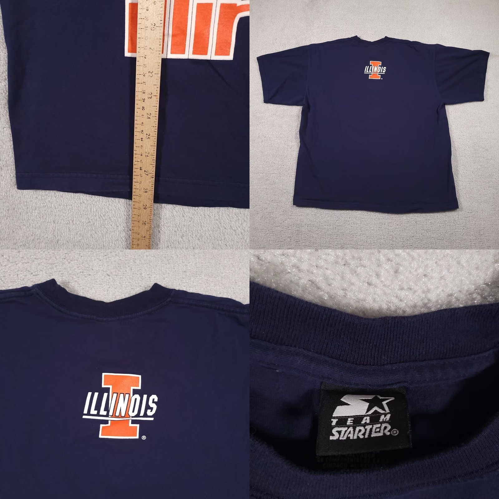 Starter Starter Team University Of Illinois Illini T-Shirt Mens XL Blue Big Logo NCAA Size US XL / EU 56 / 4 - 8 Thumbnail