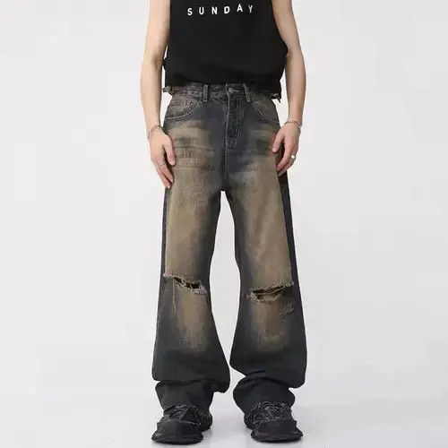 Jean Kawamura x Misa Baggy Faded Washed Knee Ripped Jeans Size US 31 - 1 Thumbnail