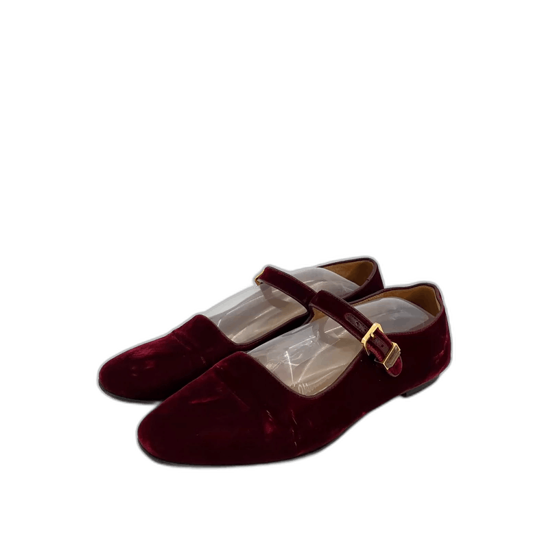 The Row Burgundy Velvet Mary Jane Flat Shoes Size US 9 / IT 39 - 1 Thumbnail