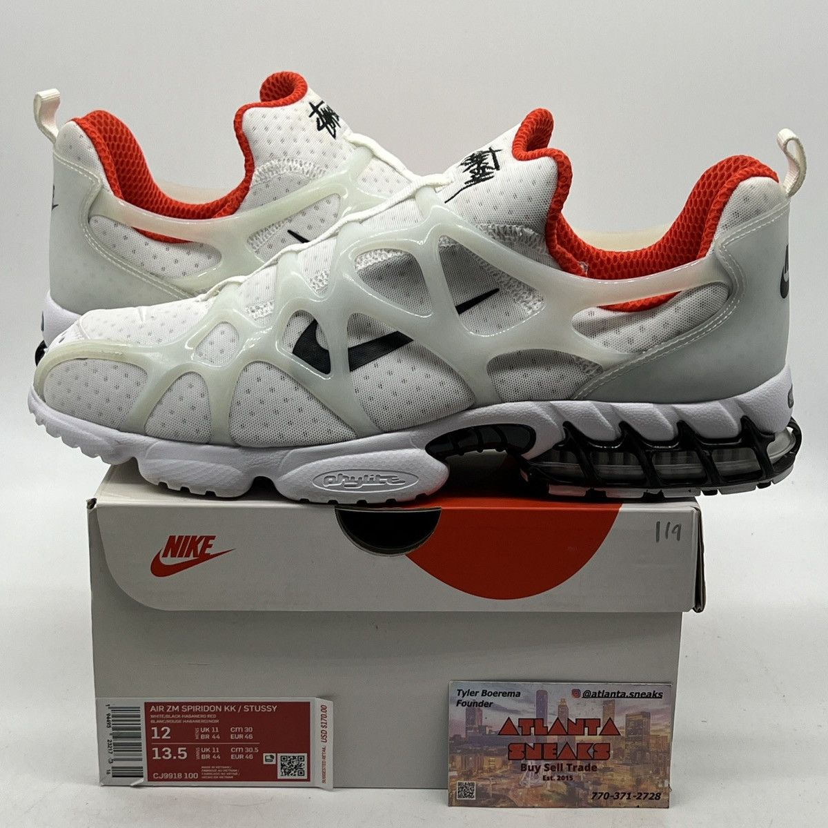 image of Stussy X Air Zoom Spiridon Kukini White Shoes, Men's (Size 12)