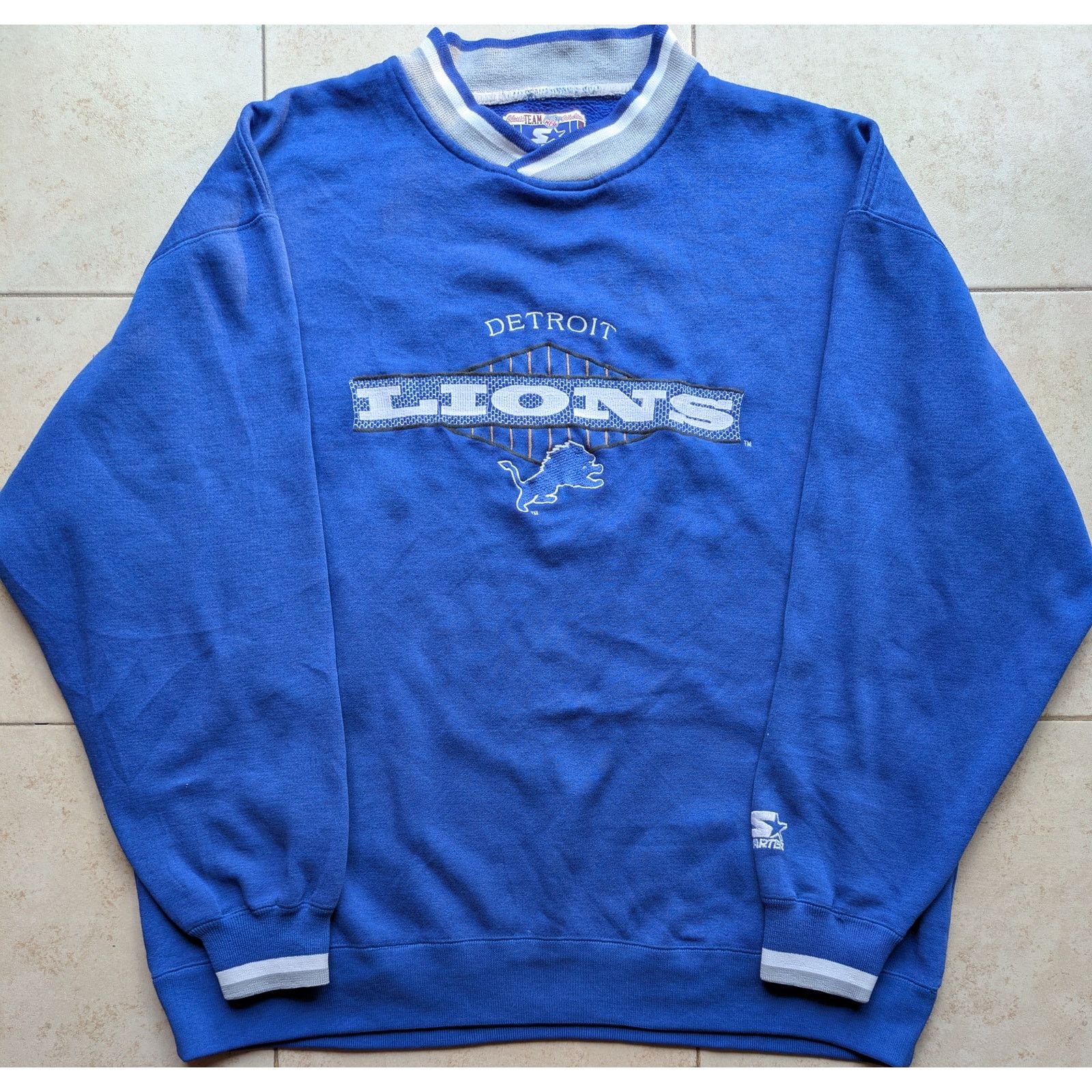 NFL × Starter Detroit Lions 90s STARTER crew logo pullover L Team NFL vtg Size US L / EU 52-54 / 3 - 1 Thumbnail