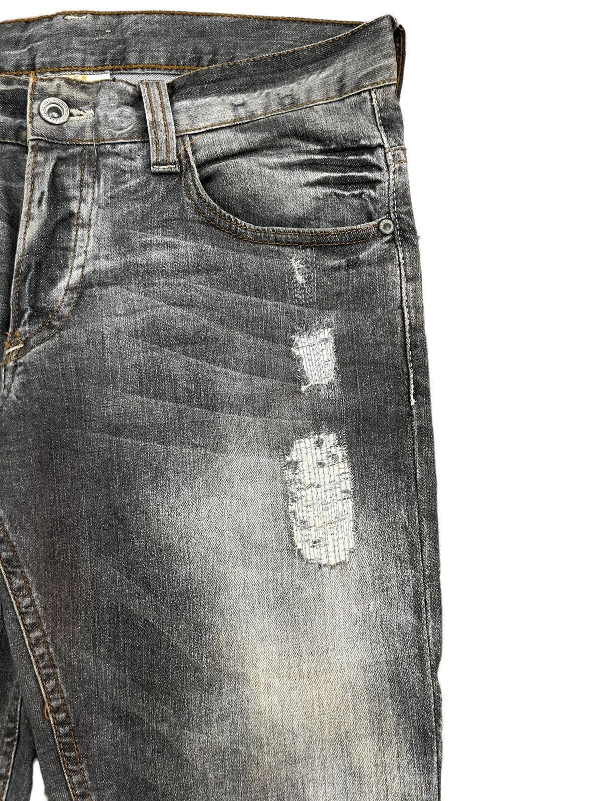 Zara Vintage Zara Trafaluc Buttonfly Distressed Black Faded Jeans Size US 31 - 8 Thumbnail