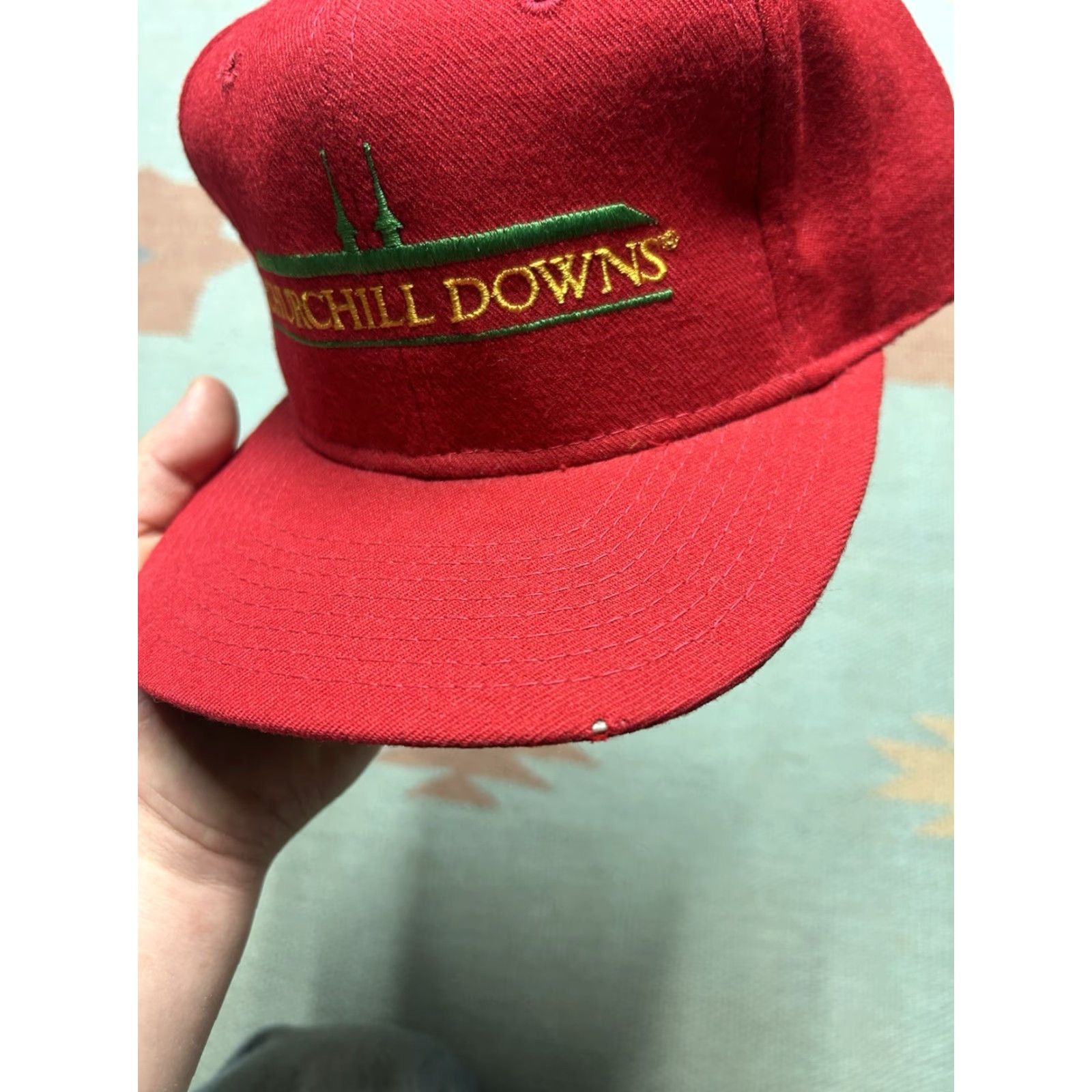 Sports Specialties VINTAGE Sports Specialties Snapback Hat Cap Wool Red Men's Adjustable Kentucky Derby Churchill Downs Derby Hat Size ONE SIZE - 3 Thumbnail