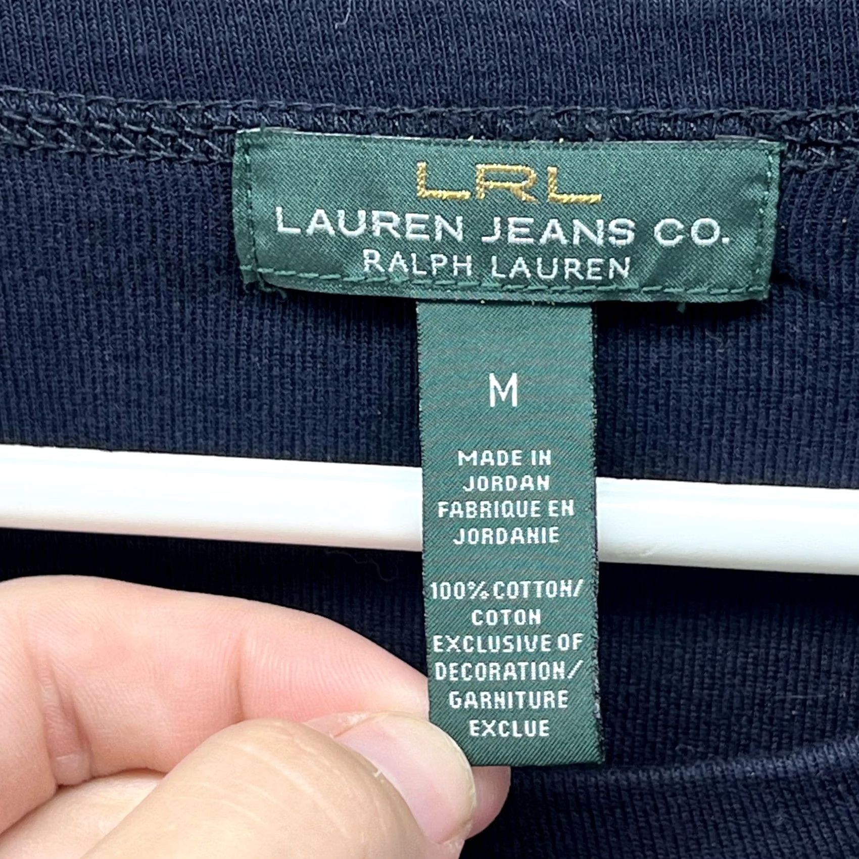 Vintage Lauren Jeans Co. Ralph Lauren Shirt Womens M Button Shoulder 3/4 Sleeve Top Blue Navy Raglan Casual Shirt Women Size M / US 6-8 / IT 42-44 - 2 Thumbnail