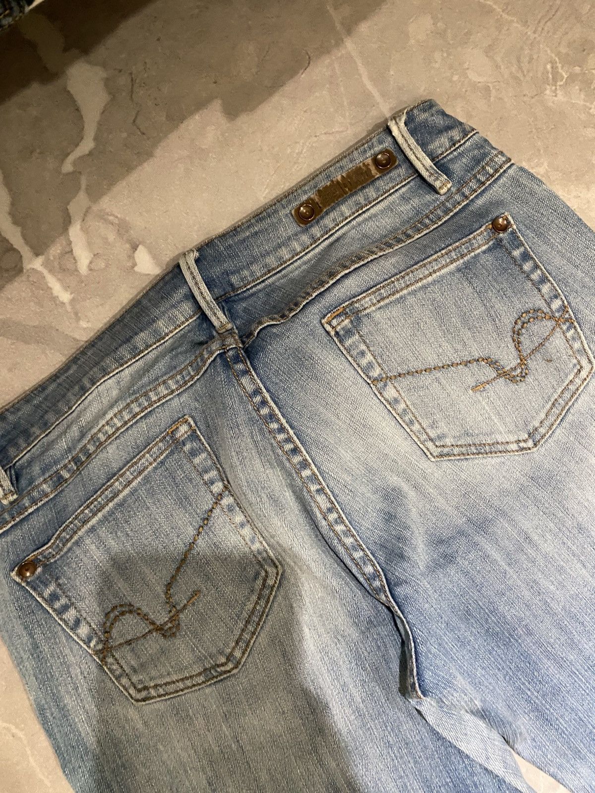 Japanese Brand 00s Archive Flared Jeans Uneven Wash Grunge Tokyo Size US 31 - 6 Thumbnail