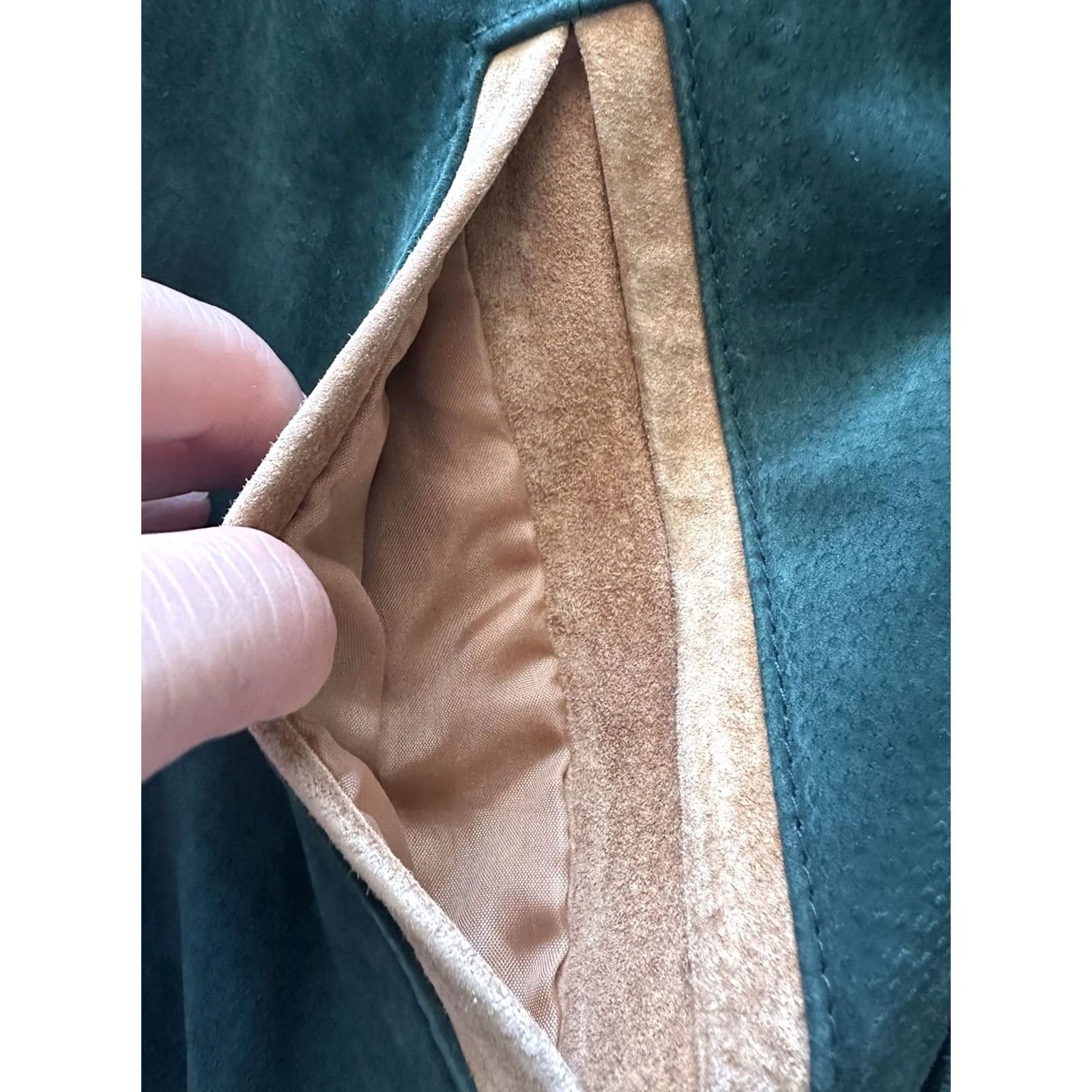 Vintage Vintage Aztec Navajo Bomber Jacket - Inca Style Tan Leather Festival Coat – Unisex Adult Size US M / EU 48-50 / 2 - 4 Thumbnail