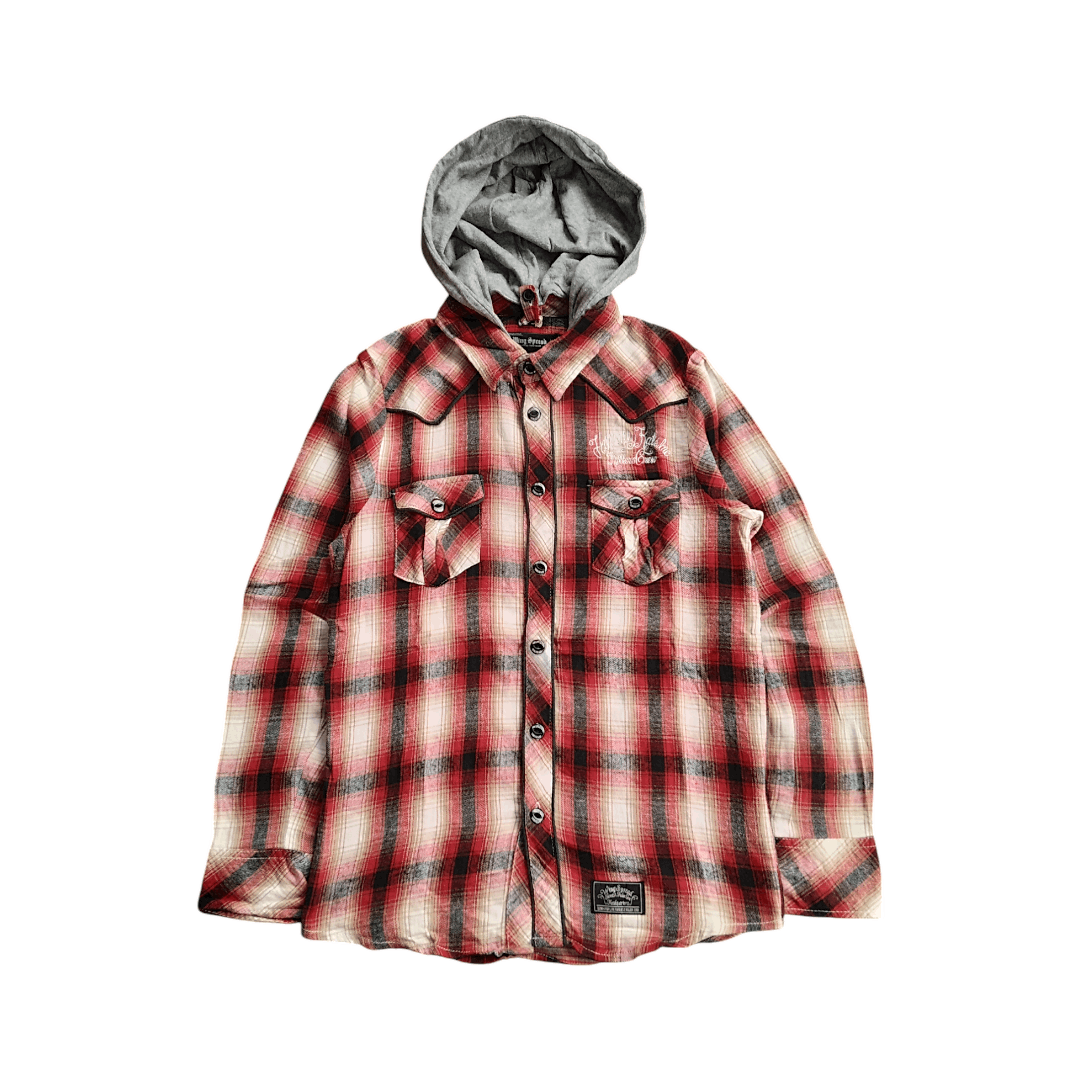 If Six Was Nine × Japanese Brand × Le Grande Bleu (L.G.B.) Wing Spread Plaid Flannel Hoodie Shirt LGB Style Size US M / EU 48-50 / 2 - 1 Thumbnail