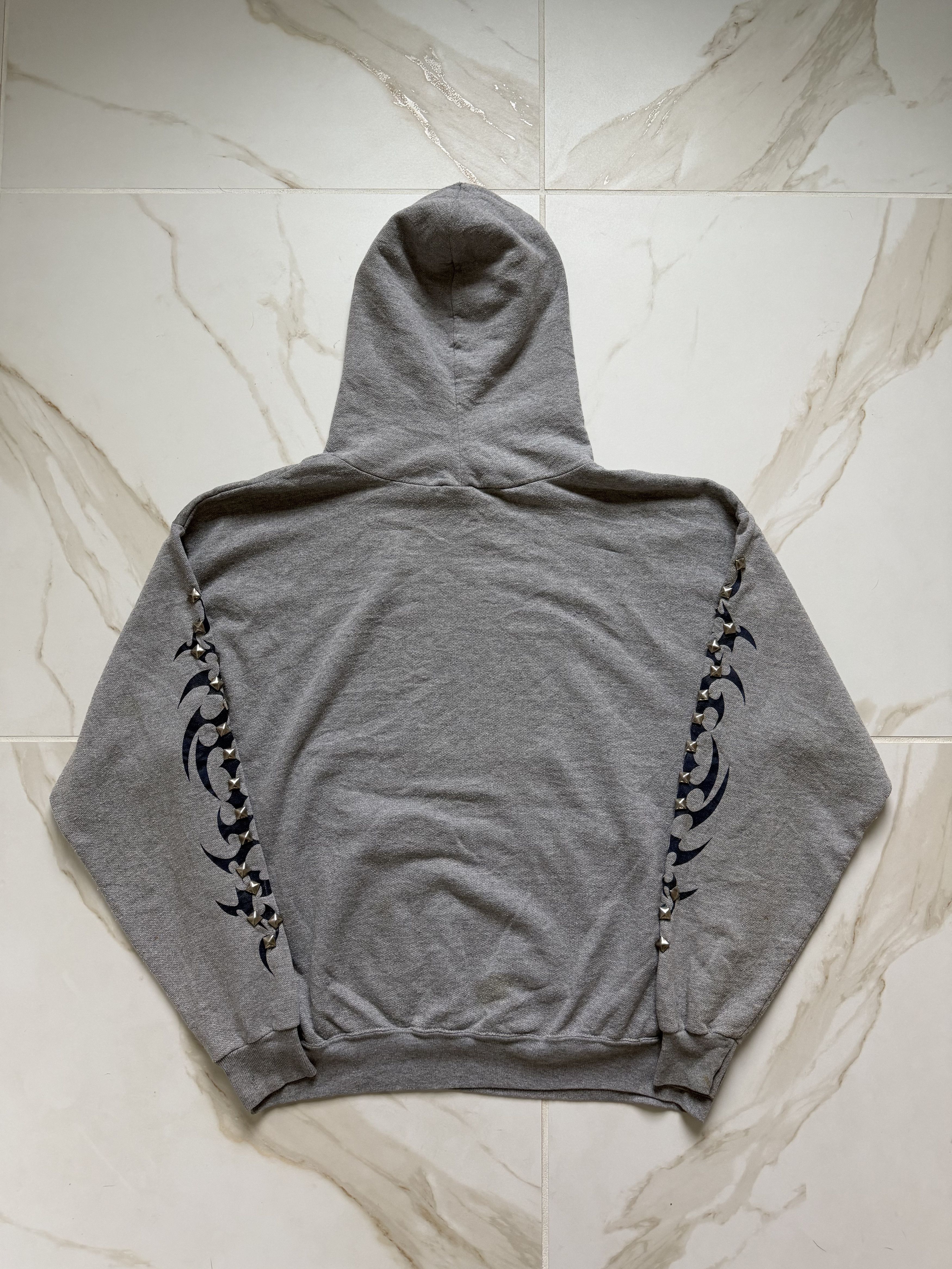 Vintage Crazy Y2K Baggy Rhinestone Y2K Tribal Hoodie Sweatshirt Size US L / EU 52-54 / 3 - 2 Thumbnail