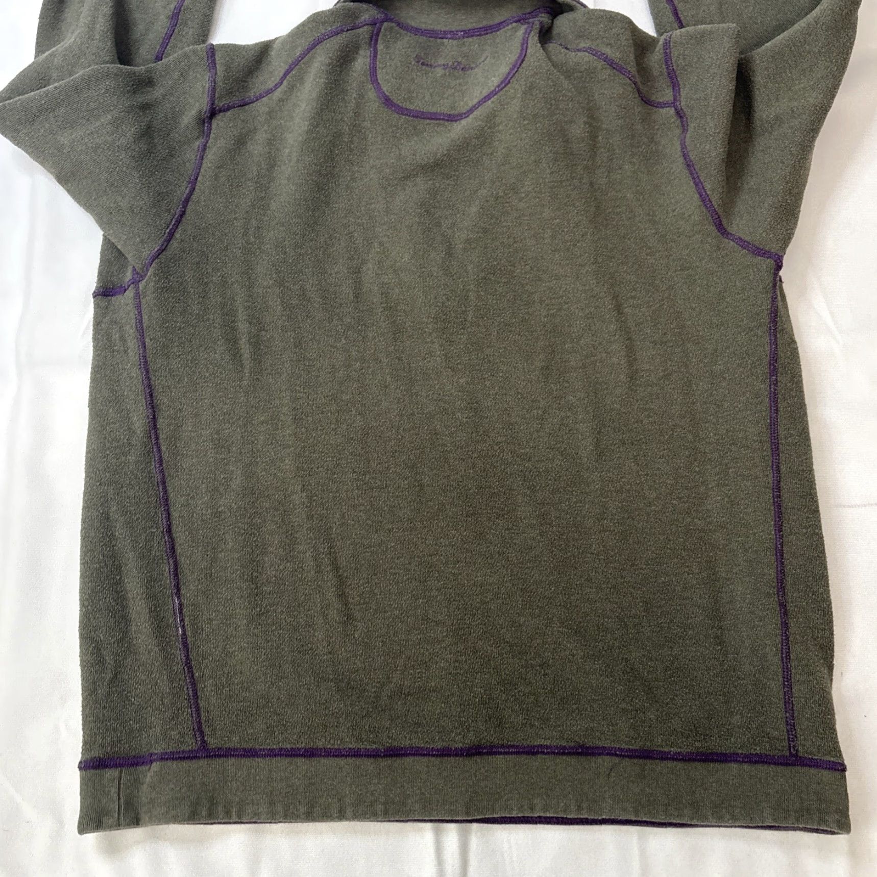 Tommy Bahama VINTAGE Tommy Bahama Sweatshirt 1/4 Zip Pullover Mens Purple Green Reversible 2XL - 100% Cotton Blend Knit Mock Neck Long Sleeve Sweater Shirt Size US XXL / EU 58 / 5 - 5 Thumbnail