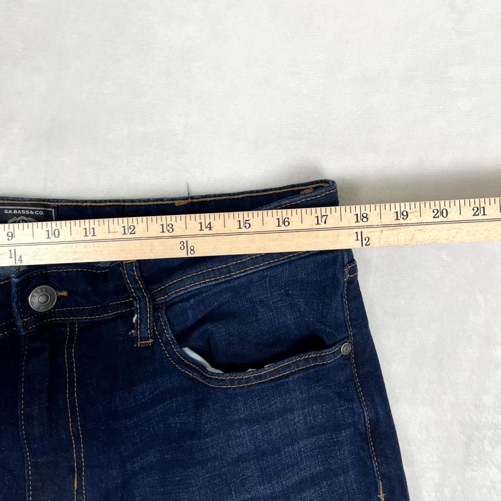 Vintage G.H. Bass & Co Jeans Mens 34x34 Blue Straight Denim Dark Wash Pants Size US 34 / EU 50 - 7 Thumbnail