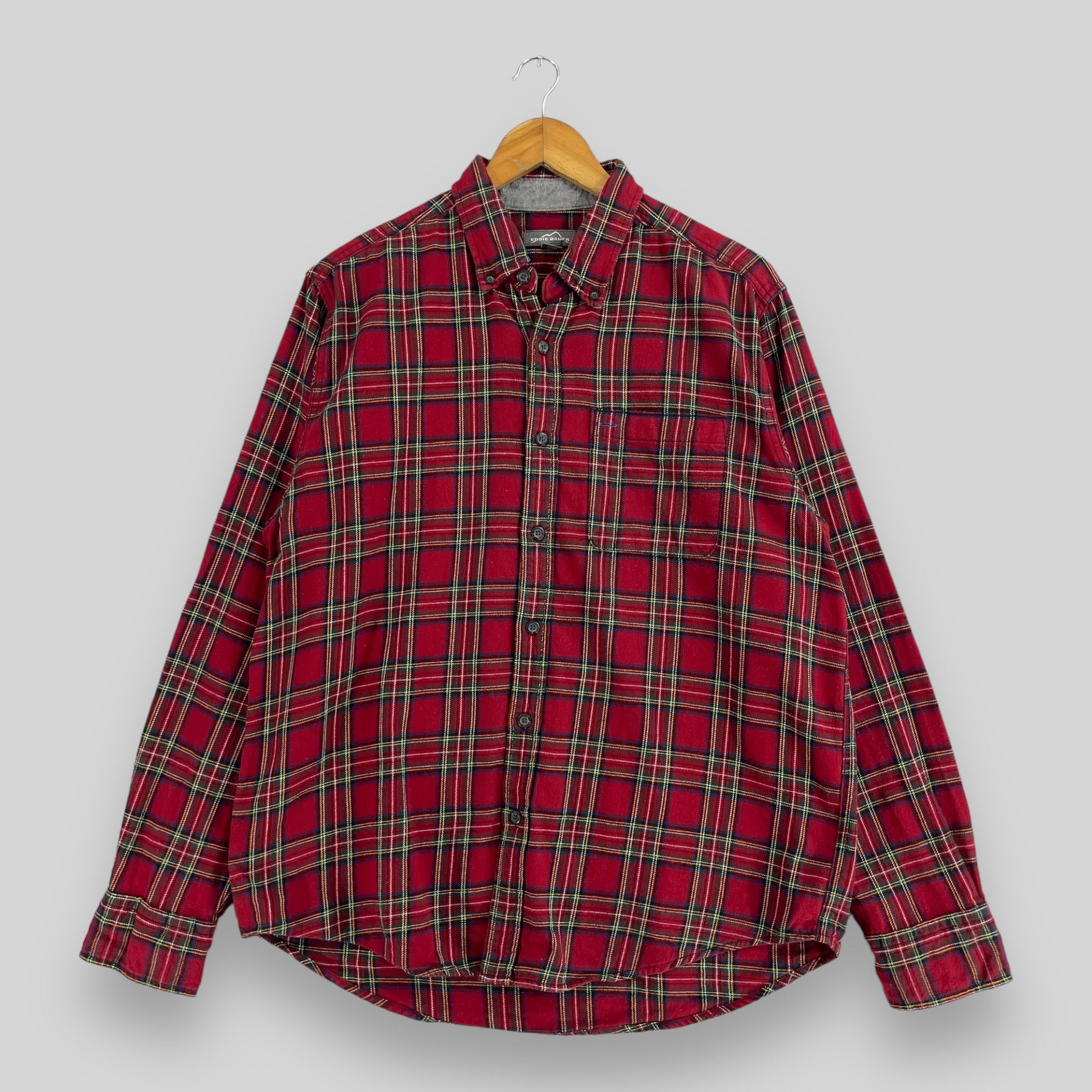 Eddie Bauer × Flannel Vintage EDDIE BAUER Plaid Tartan Red Flannel Button Up Shirt Size US L / EU 52-54 / 3 - 1 Thumbnail