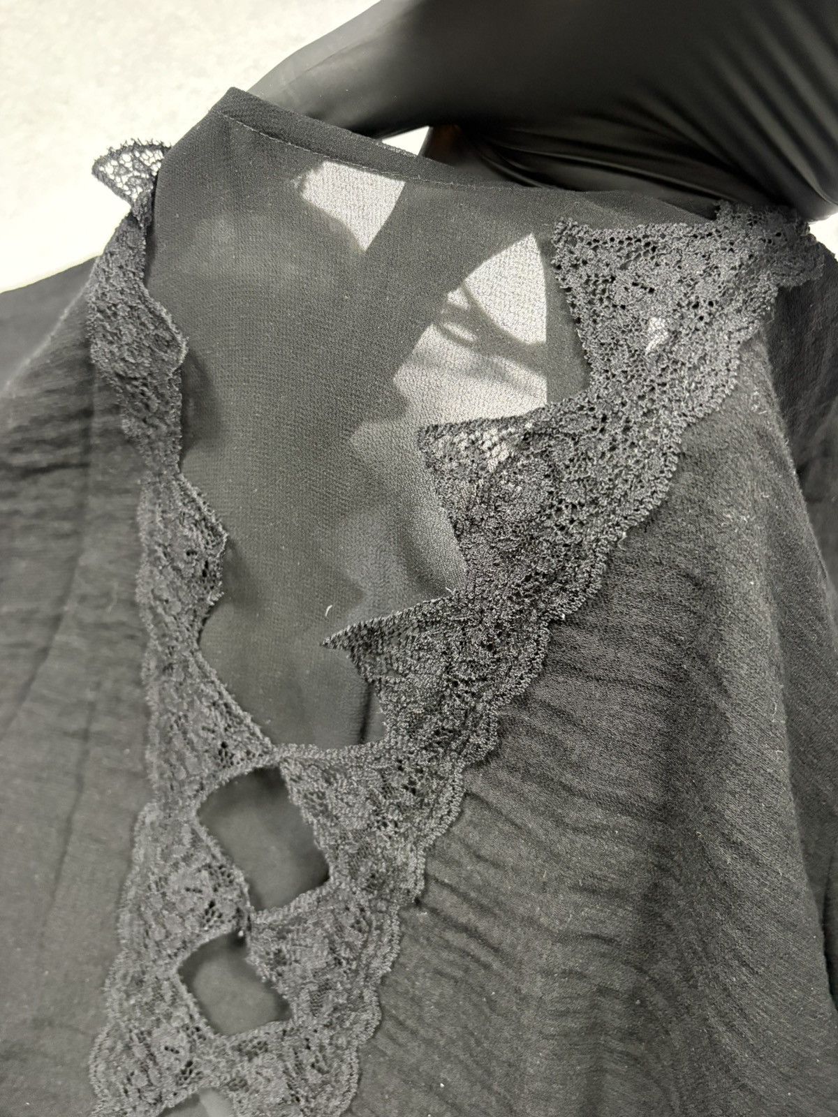 Sandro Sandro Paris Black Lace Sheer Blouse Top Short Sleeve Size M Size M / US 6-8 / IT 42-44 - 6 Thumbnail