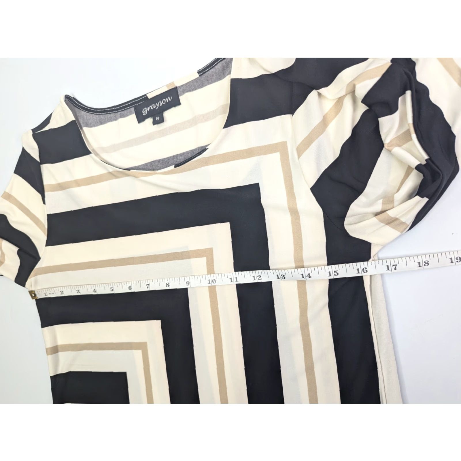 Bell Grayson Blouse Shirt Women’s Small Bell Sleeve Round Neck Striped Geometric Multicolor Modern Classic Style Size S / US 4 / IT 40 - 5 Thumbnail