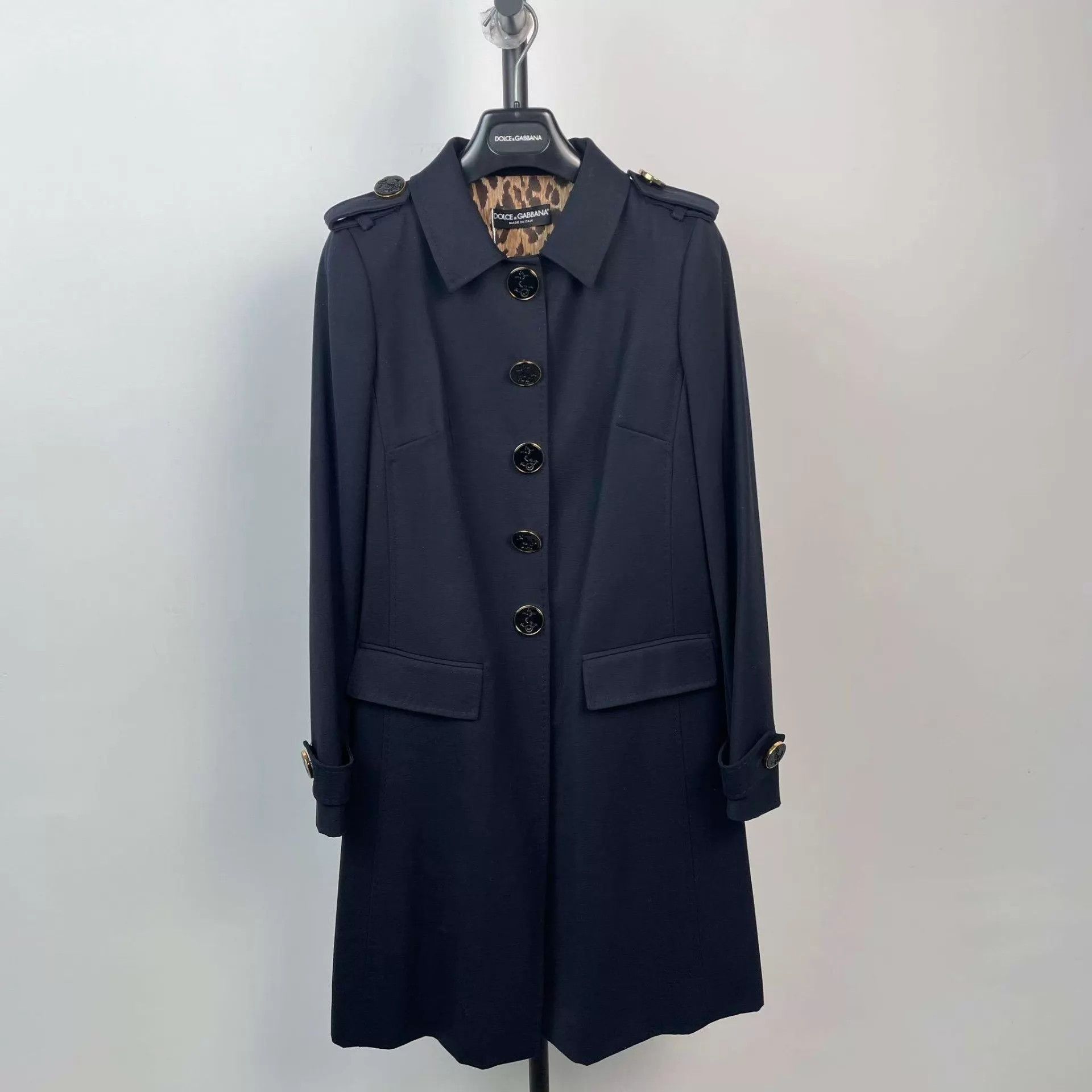 Dolce & Gabbana DG women's black overcoat 38 Size S / US 4 / IT 40 - 1 Thumbnail