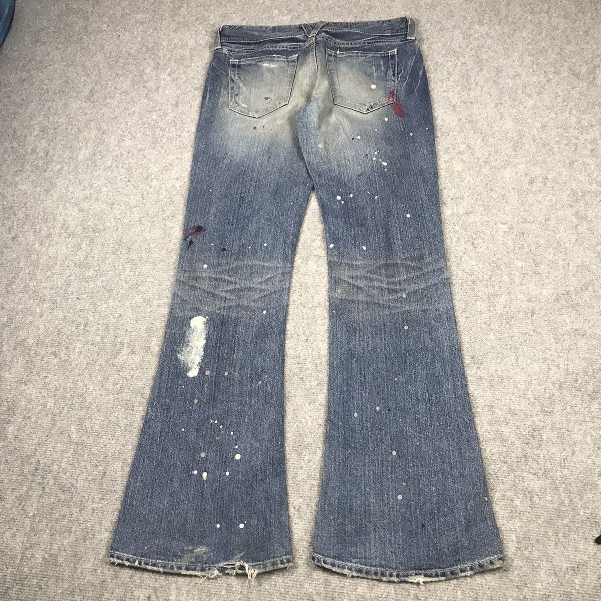 Designer × Japanese Brand FLARE🔥VANQUISH DISTRESSED BOOTCUT PAINTED DENIM PANTS 145 Size US 30 / EU 46 - 7 Thumbnail