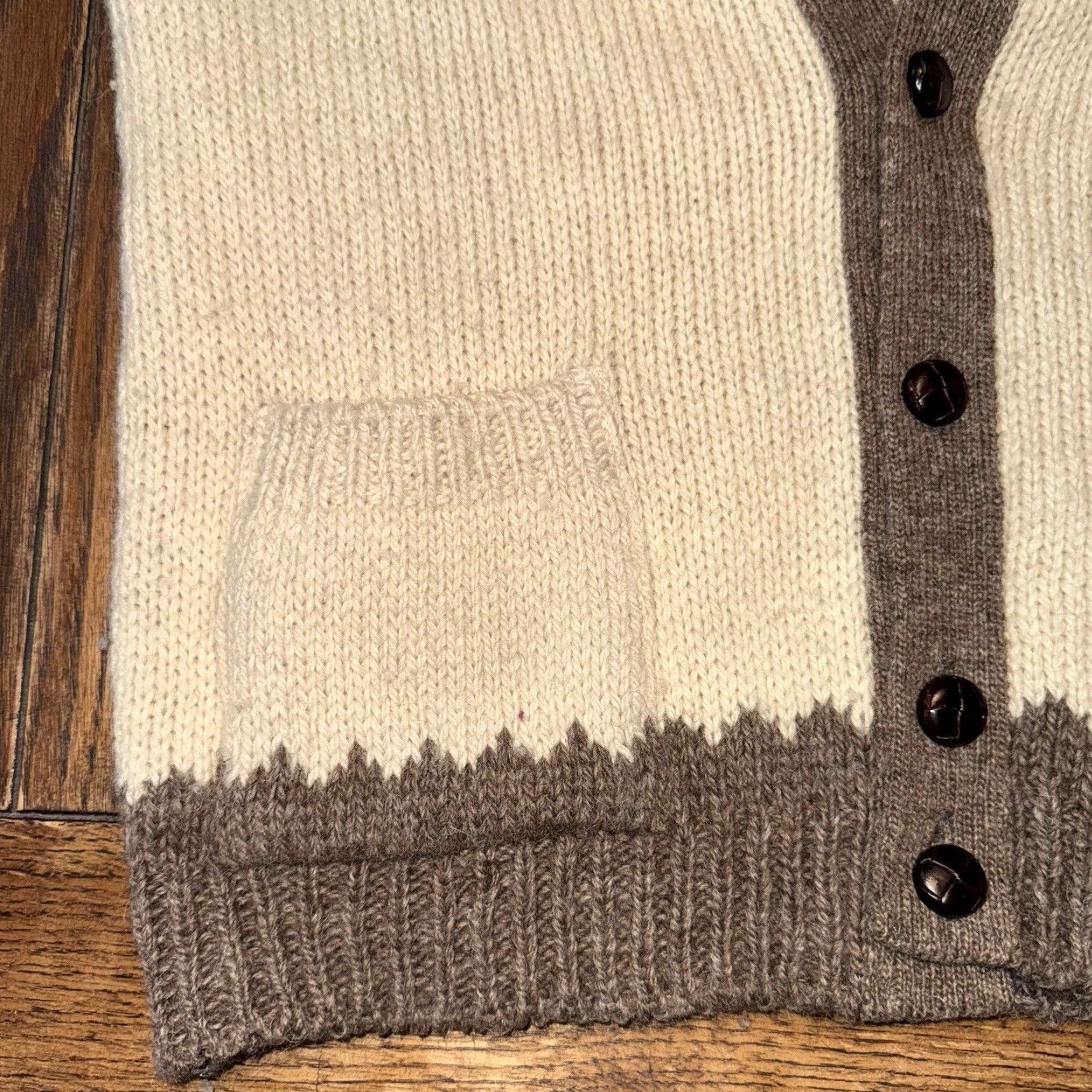 Vintage VINTAGE St Michael Cardigan Pure New Wool Mens Large Size L Fair Isle Ivory UK Jumper Cardigan with Pockets Size US L / EU 52-54 / 3 - 3 Thumbnail