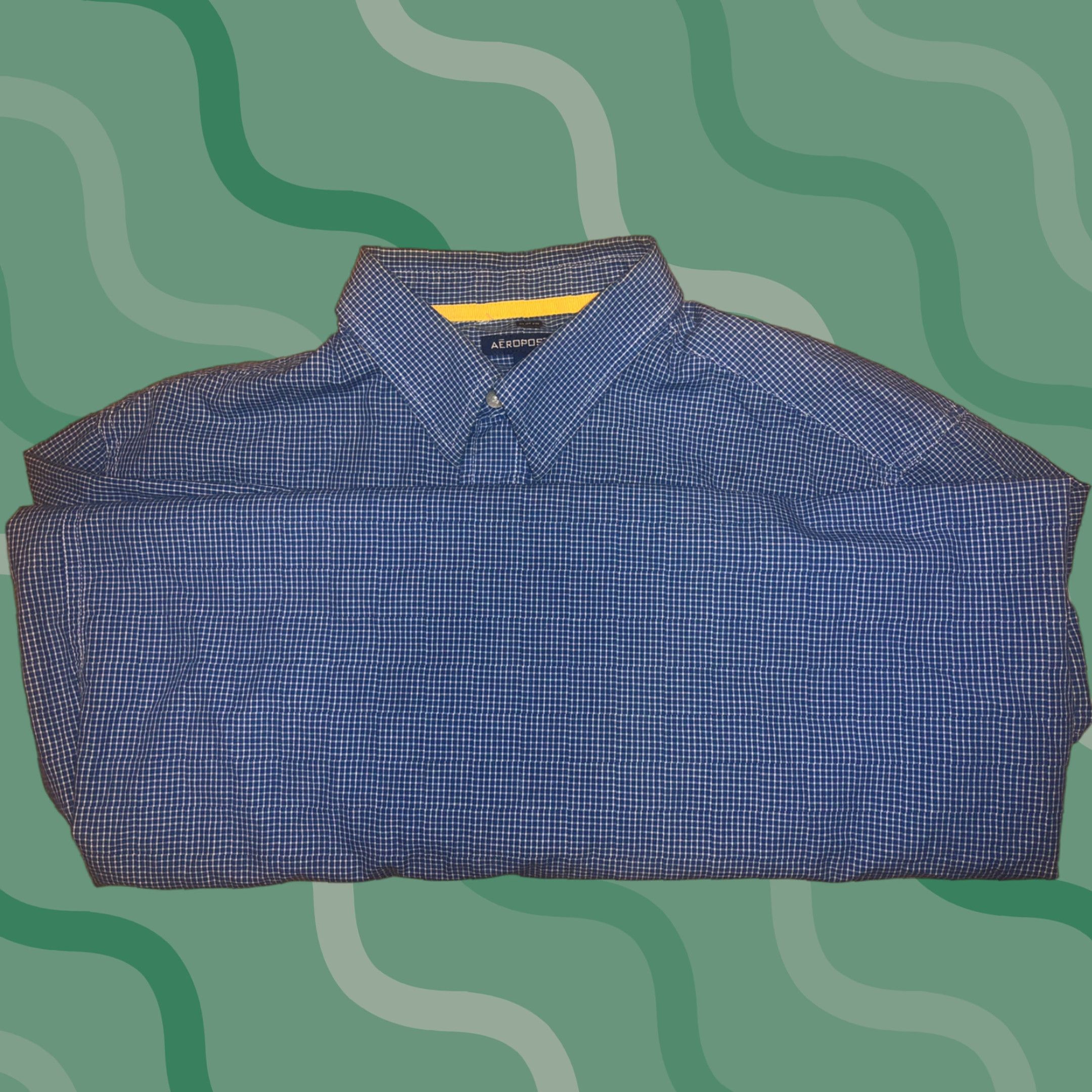 Vintage Aéropostale Shirt Slim Fit Men M Plaid Button-Up Long Sleeve Blue Casual Formal 90s Preppy Designer Carriage? Size US M / EU 48-50 / 2 - 1 Thumbnail