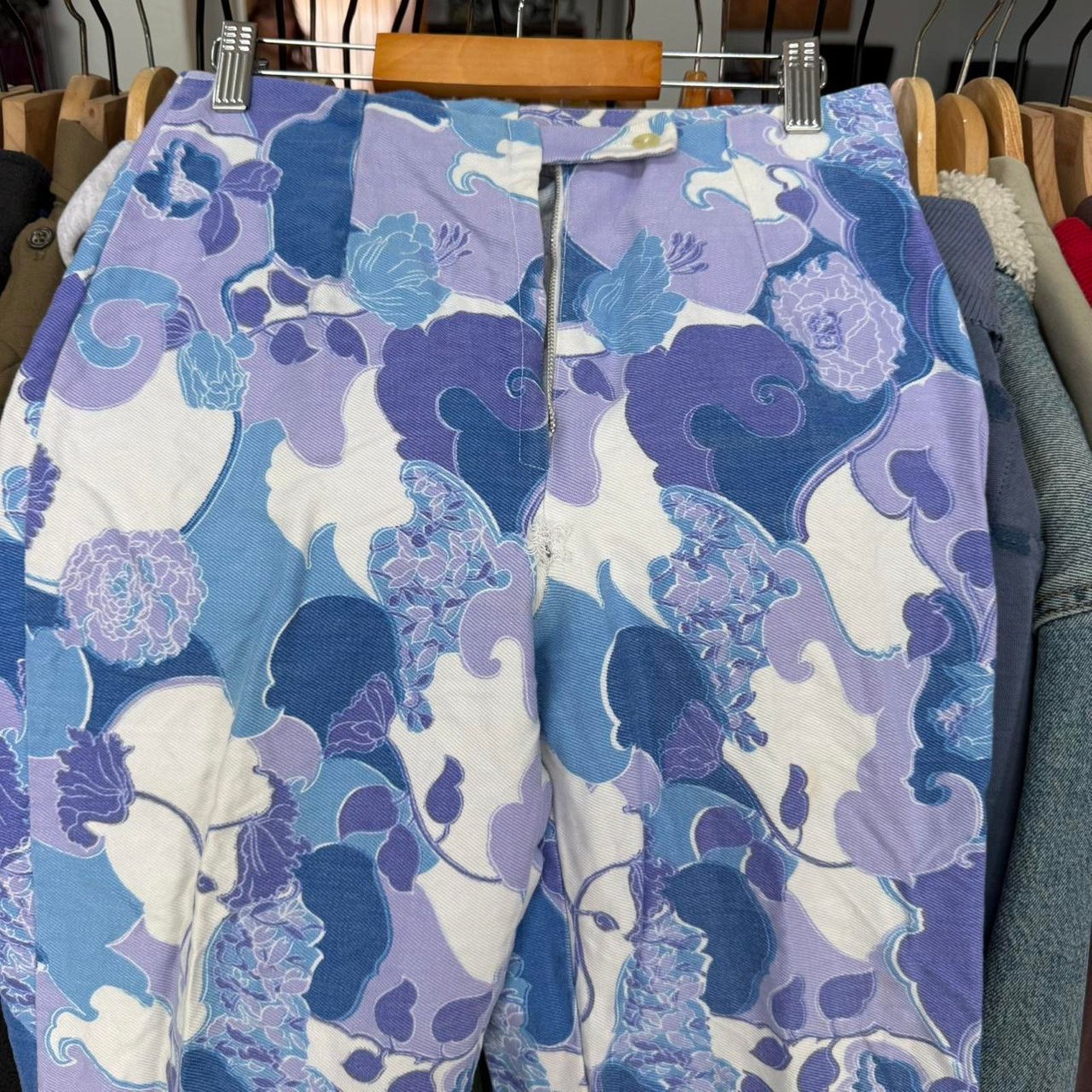 Other Vintage 70s or 80s Women's Floral Belle Bottom Pants Size 26" / US 2 / IT 38 - 2 Thumbnail