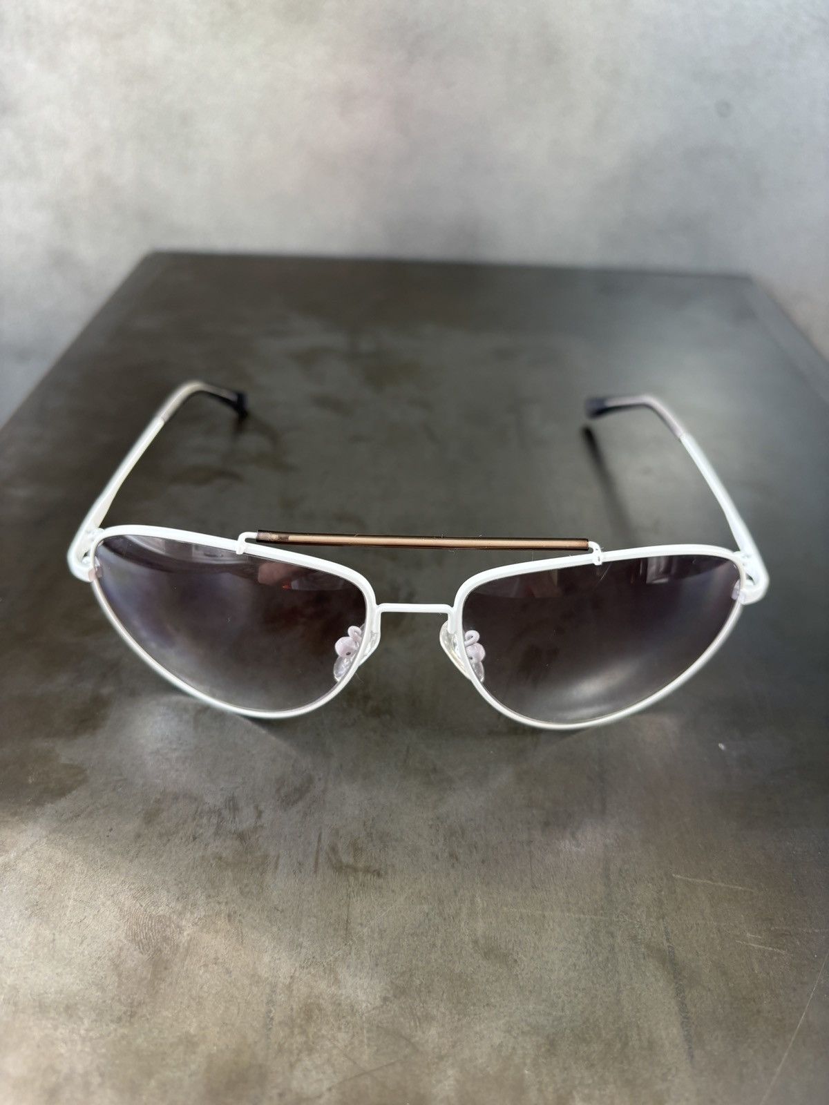 Perry Ellis Vintage Perry Ellis Sunglasses 2000s Aviators White Gaudy Size ONE SIZE - 5 Thumbnail