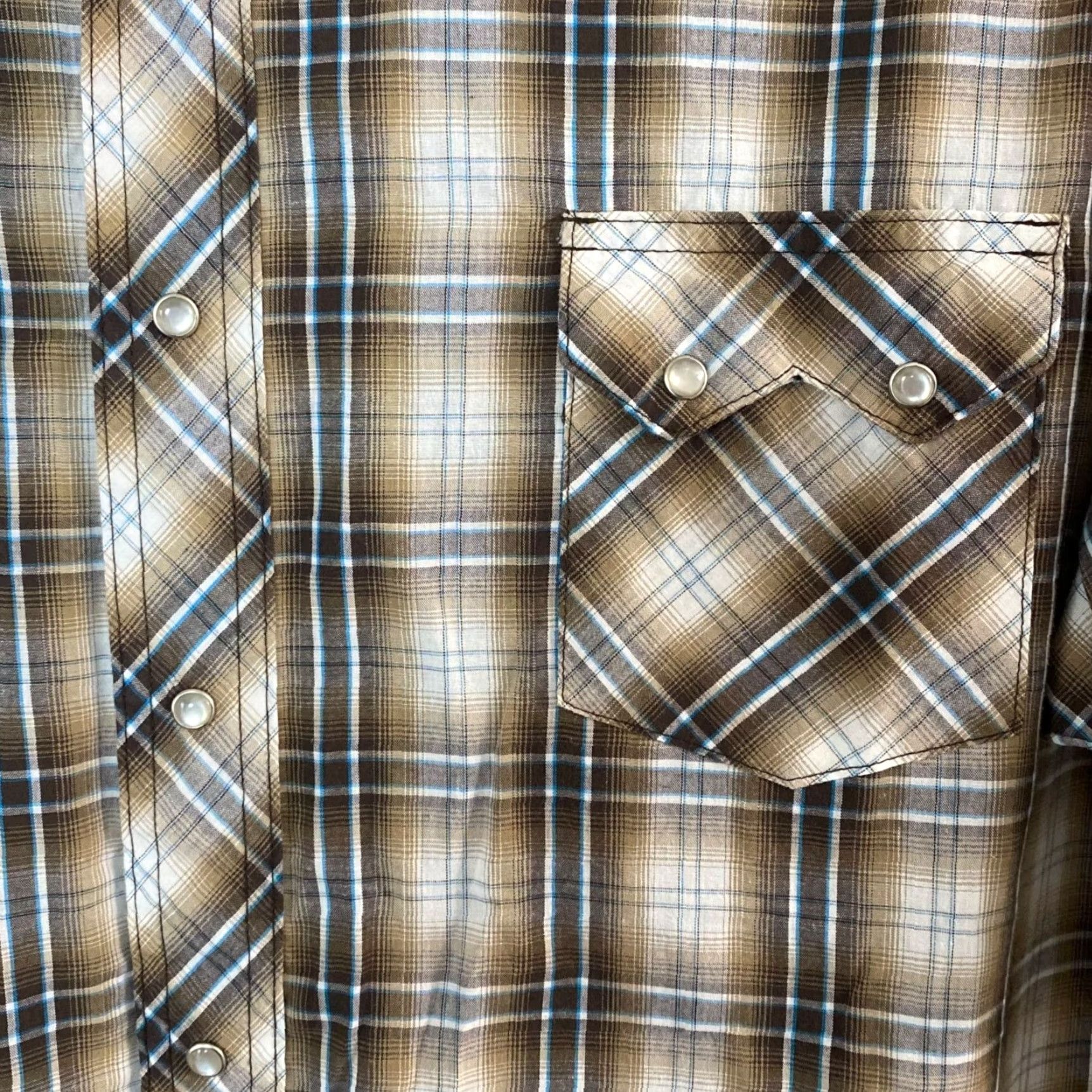 Wrangler Wrangler Western Pearl-Snap Shirt Brown Plaid Men's 3XL Short-Sleeve Button-Up Shirts Men’s 3XL Western Size US XXL / EU 58 / 5 - 7 Thumbnail