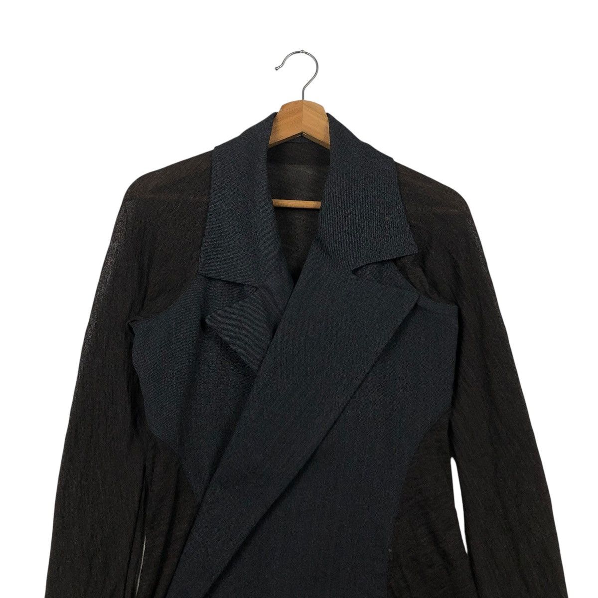 Yohji Yamamoto VINTAGE DOUBLE COLLAR JACKET ASYMMETRICAL DESIGN RICH BLACK Size M / US 6-8 / IT 42-44 - 4 Thumbnail