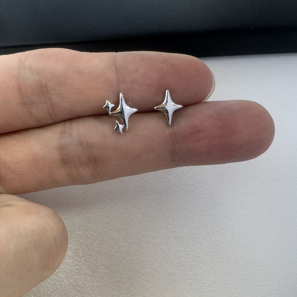 Designer Asymmetry Four-pointed Star Stud Earrings for Women Men Size ONE SIZE - 6 Thumbnail