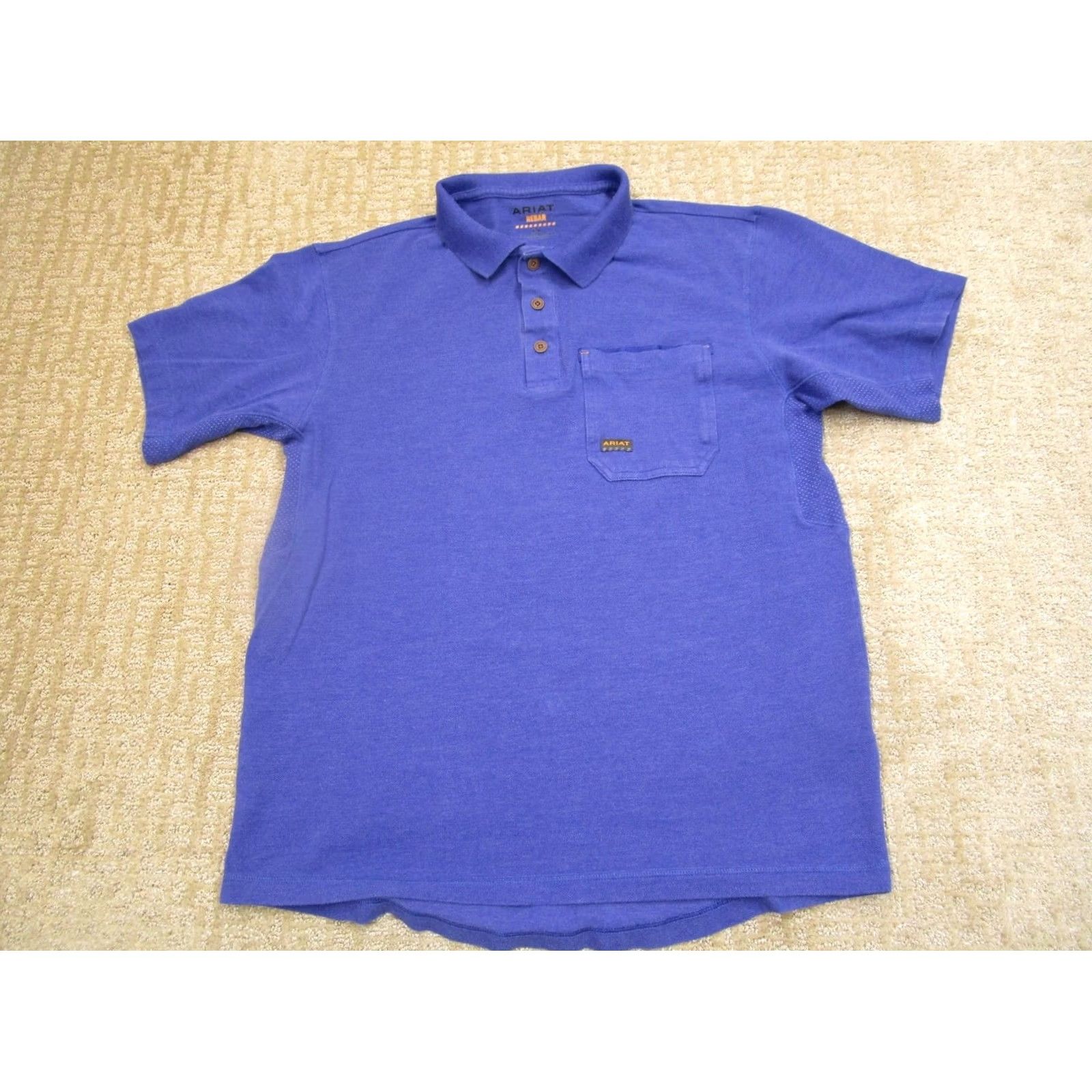 Ariat Ariat Polo Shirt Men Medium Blue Rebar Short Sleeve Polo Shirt Polo Casual Cowboy Outdoor Shirt Mens Blue Polo Size US M / EU 48-50 / 2 - 2 Thumbnail