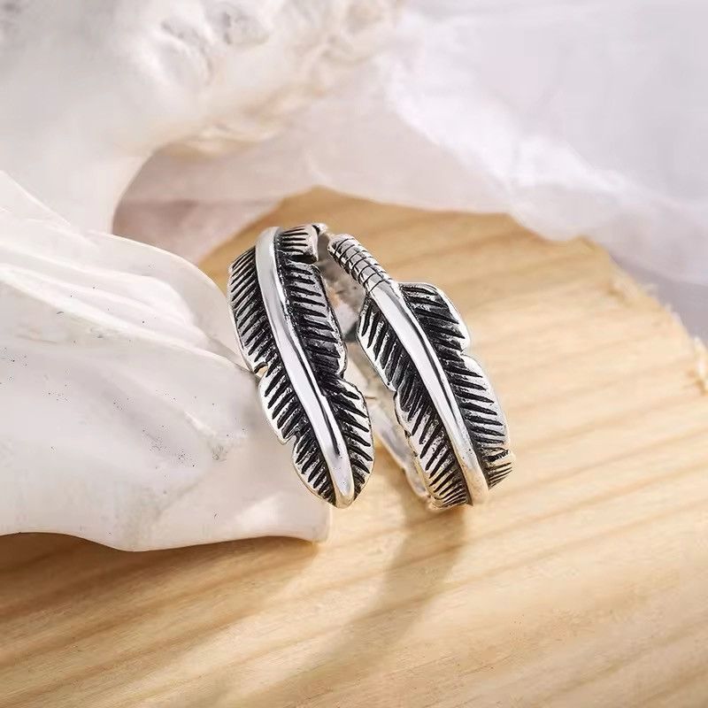 Jewelry × Sterling Silver Sterling Silver Feather Adjustable Rings Size ONE SIZE - 4 Thumbnail