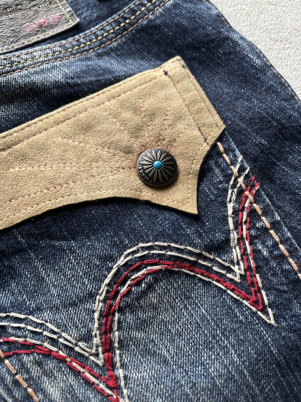 Number (N)ine 2000s Edwin XV Navajo Leather Cowboy Faded Flare Jeans Size US 36 / EU 52 - 13 Thumbnail