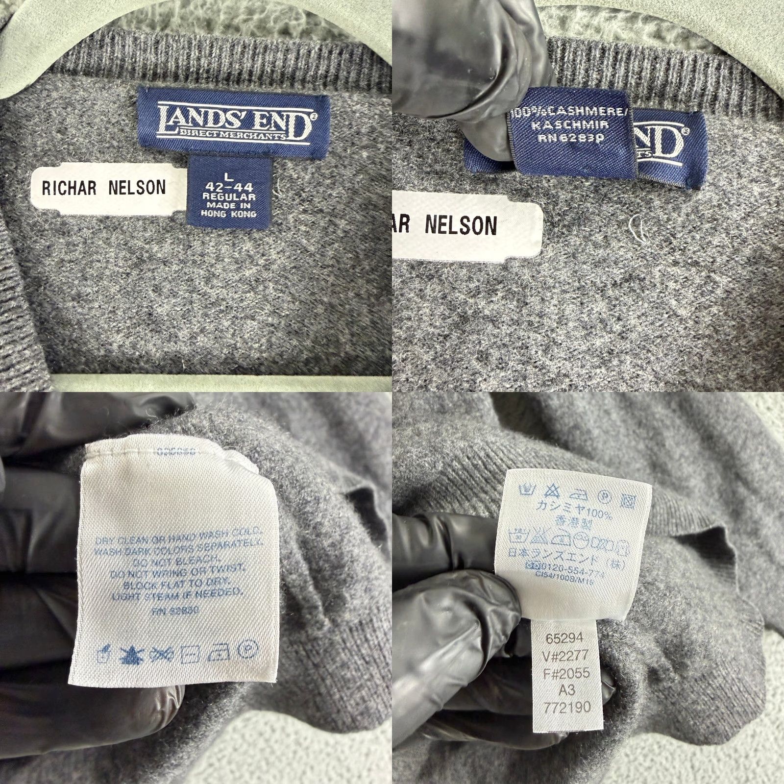Lands' End Lands' End V-Neck Sweater Mens L Gray 100% Cashmere Blend Pullover 42-44 Size US L / EU 52-54 / 3 - 8 Thumbnail