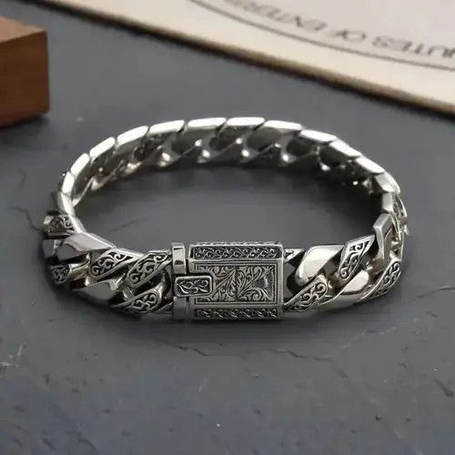 Vintage Eternal Vine Cuban Chain Domineering Thick Bracelet Size ONE SIZE - 1 Thumbnail