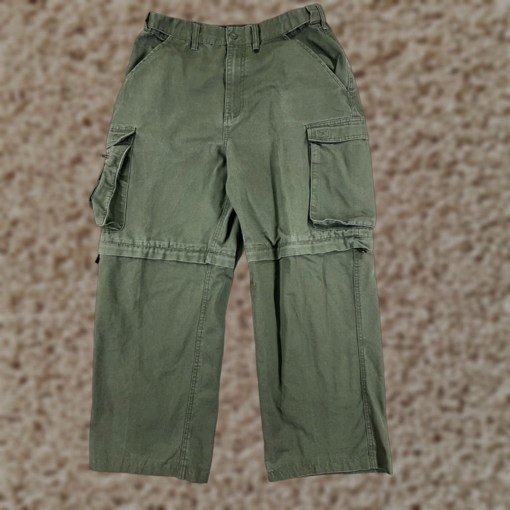 Vintage Boy Scouts Pants Adult 31x26 Green Relaxed Cargo Convertible Uniform Pants Mens Size US 31 - 1 Thumbnail