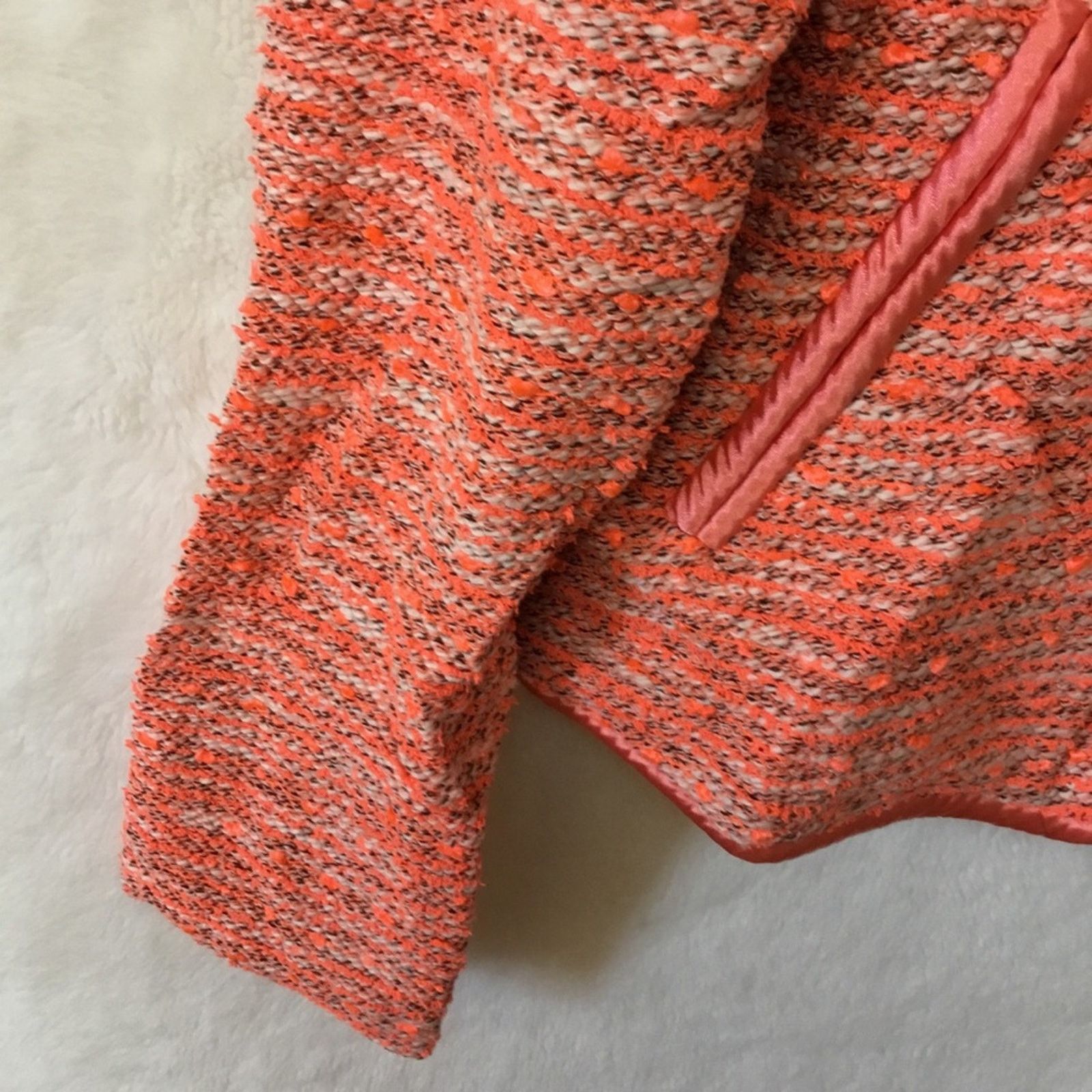 Other Orange Vintage Tweed Front Zip-Up Detail Jacket With Pockets Size XS / US 0-2 / IT 36-38 - 10 Thumbnail