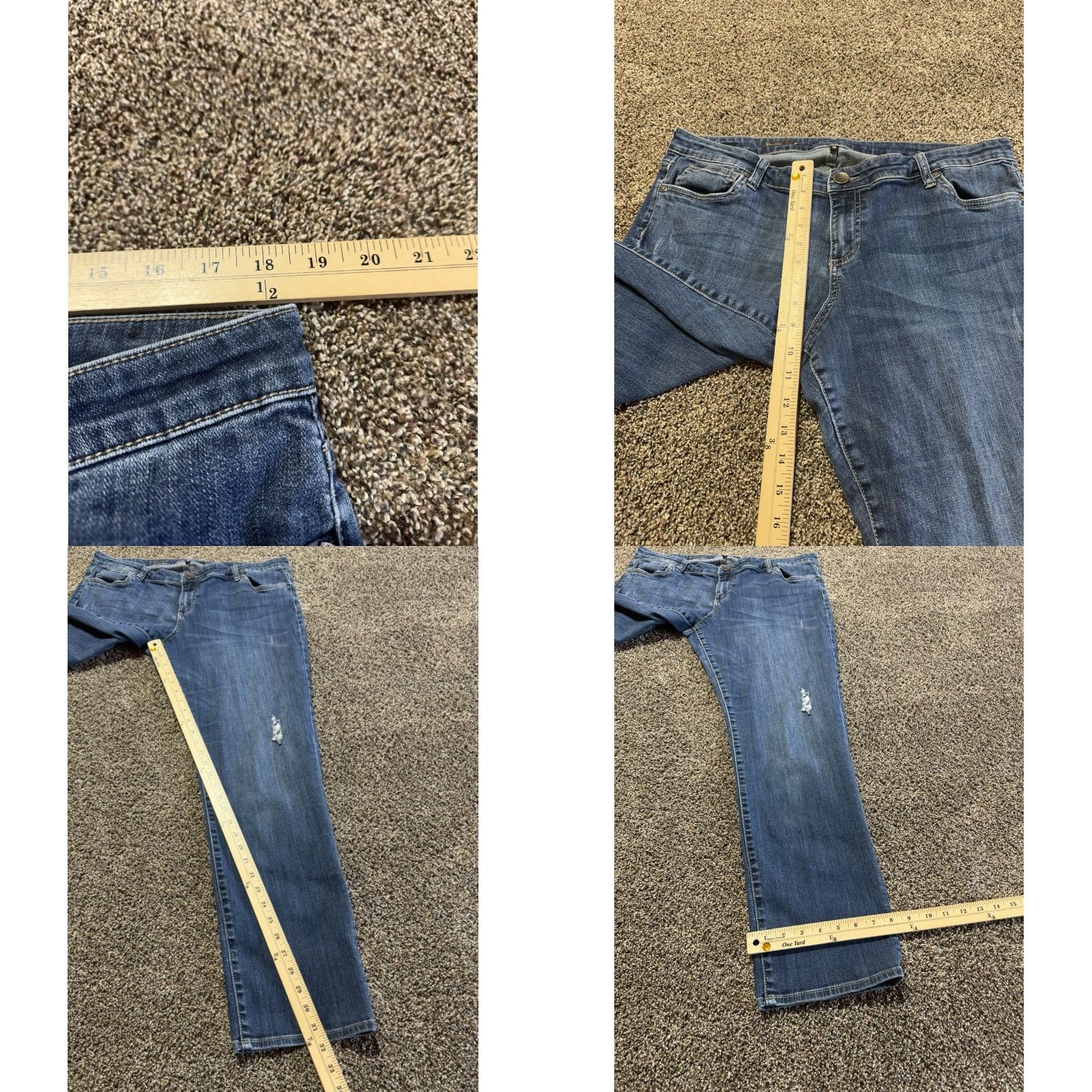 Vintage KUT from the Kloth Boyfriend Jeans Size 18 Blue Denim Flex Distress Women's Jeans Regular 5-Pocket Design Inseam 32 in Adult Women Size 40" / US 18 - 8 Thumbnail