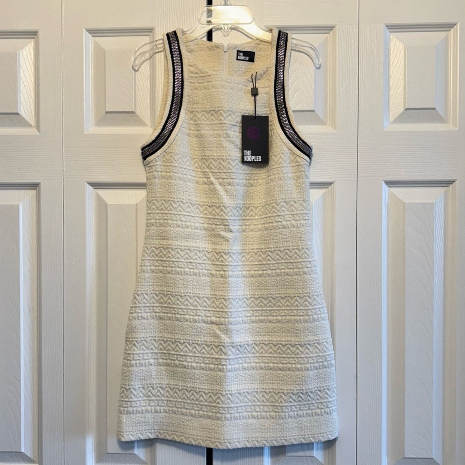 The Kooples NWT! The Kooples Cream Dress with Black Trim, Size 0 (US XS) Size XS / US 0-2 / IT 36-38 - 2 Thumbnail
