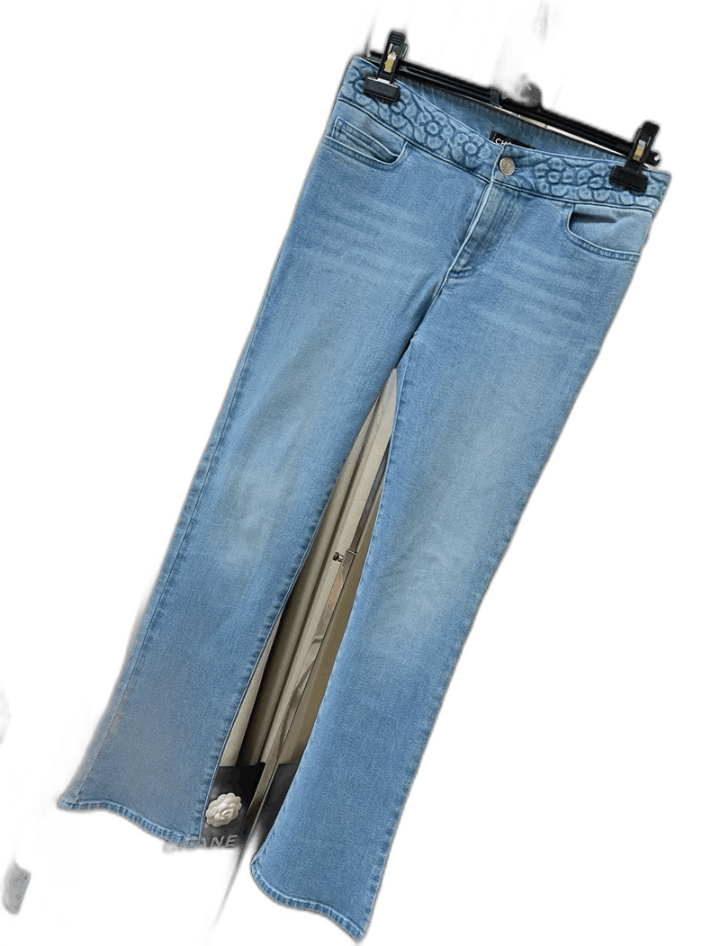 Chanel Chanel Blue Camellia Flared Jeans Size 38" / US 16 / IT 52 - 1 Thumbnail