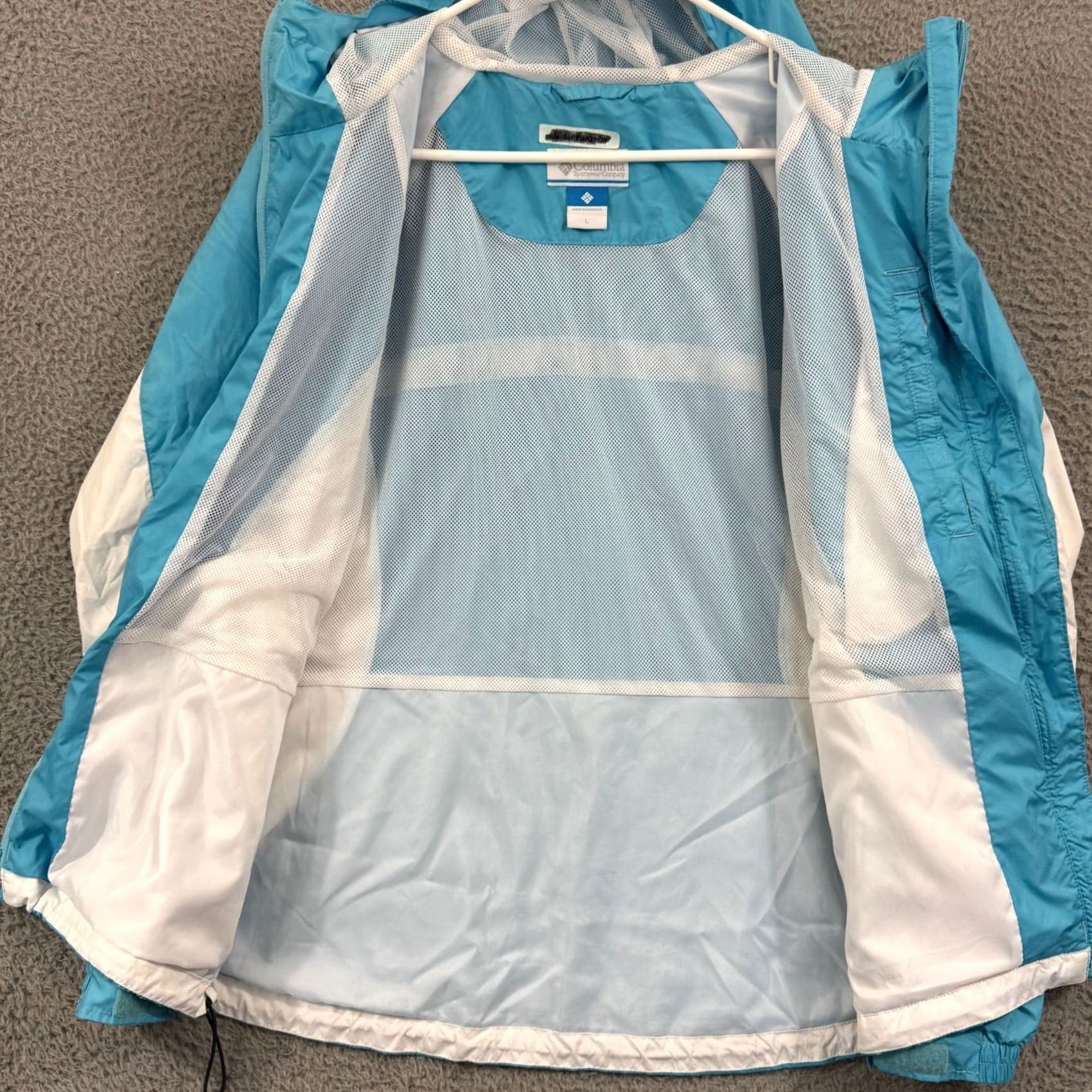 Vintage Columbia Windbreaker Jacket Womens Large Blue Lightweight Zip Up Hooded Size L / US 10 / IT 46 - 7 Thumbnail