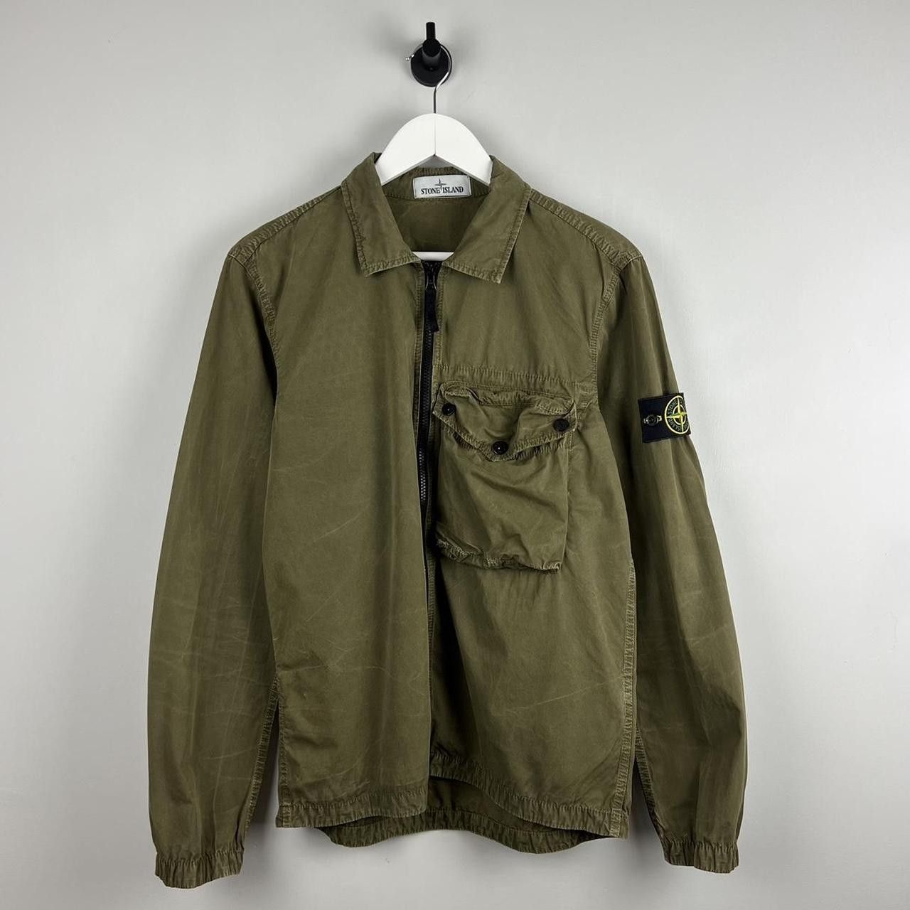 image of Stone Island Zip Over Shirt in Khaki, Men's (Size Medium)
