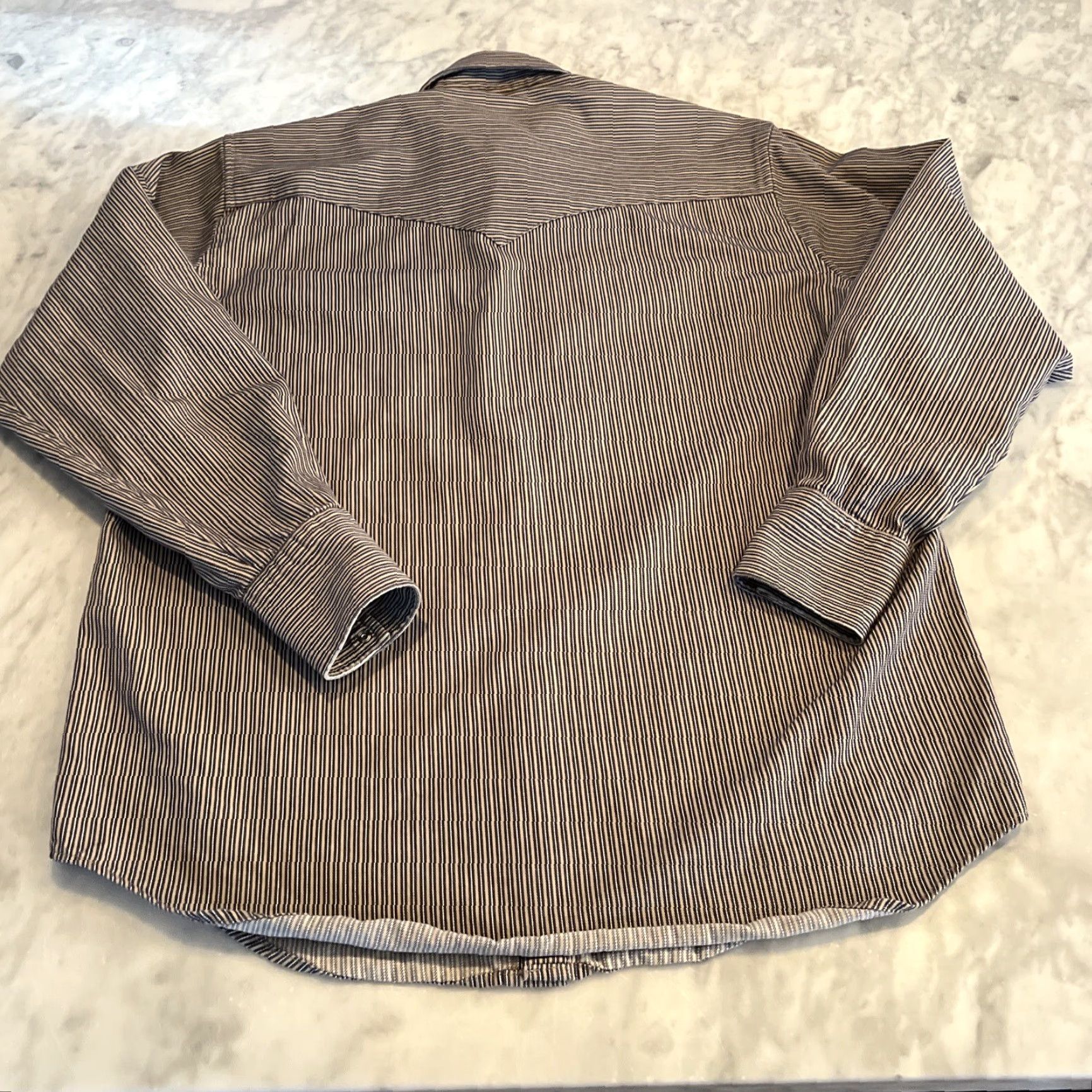 Vintage VINTAGE Drysdales Men’s M Western Shirt Pearl Snap Heavy Cotton Blue Stripe Pockets Flaw Size US M / EU 48-50 / 2 - 3 Thumbnail