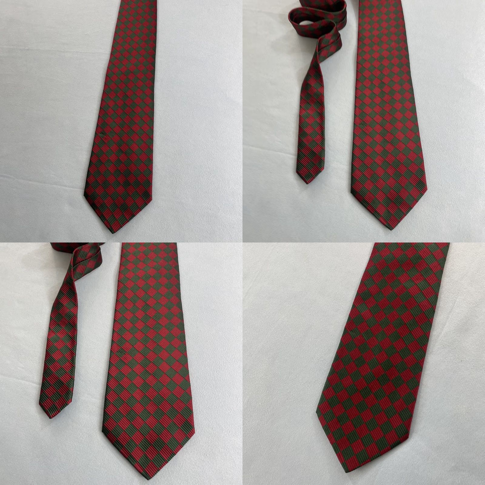 Faconnable VINTAGE Façonnable Men Silk Neck Tie Check Plaid Red Green Woven Power Tie 4x60 France Size ONE SIZE - 10 Thumbnail