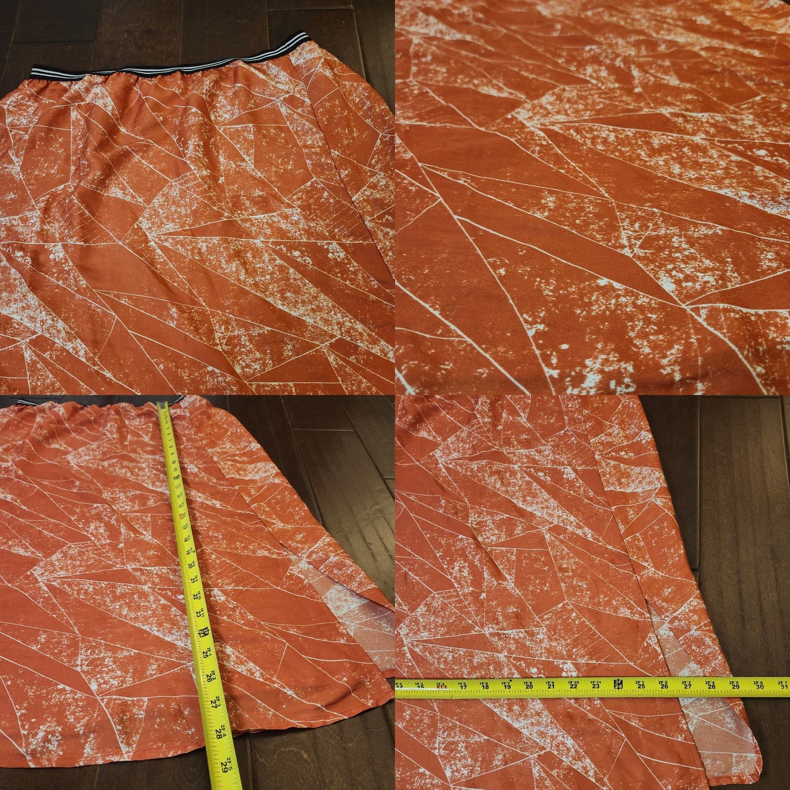Nordstrom Trouvé Nordstrom Maxi Skirt Satin Slip Pull-On Size M Orange Multicolor Striped Slit Long Fall Womens Size 32" / US 10 / IT 46 - 8 Thumbnail