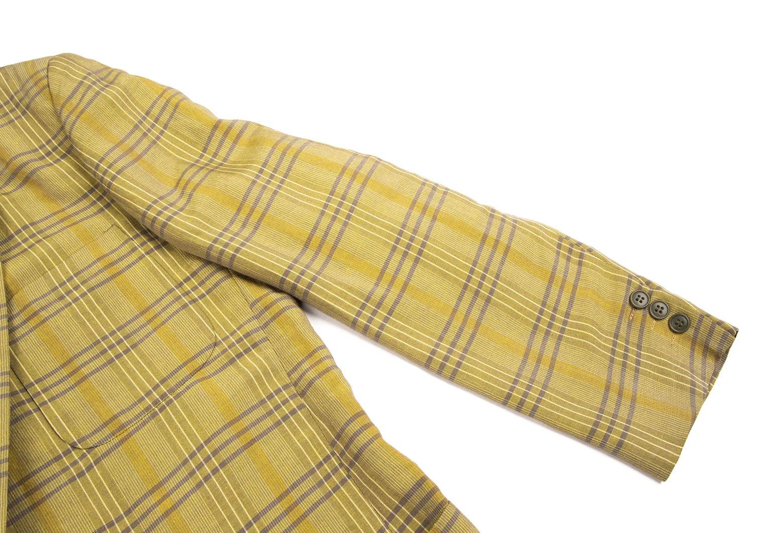 Linen Blend Check Jacket in Light Green Size L