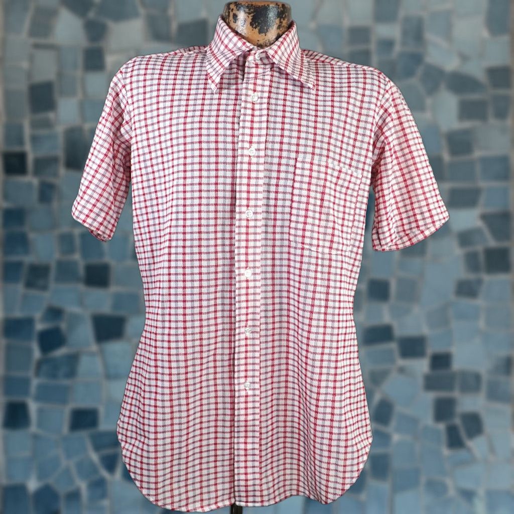 Sears VINTAGE SEARS Dagger Point Collar Disco Shirt Mens M Red White Gray Plaid Shirt Size US M / EU 48-50 / 2 - 1 Thumbnail
